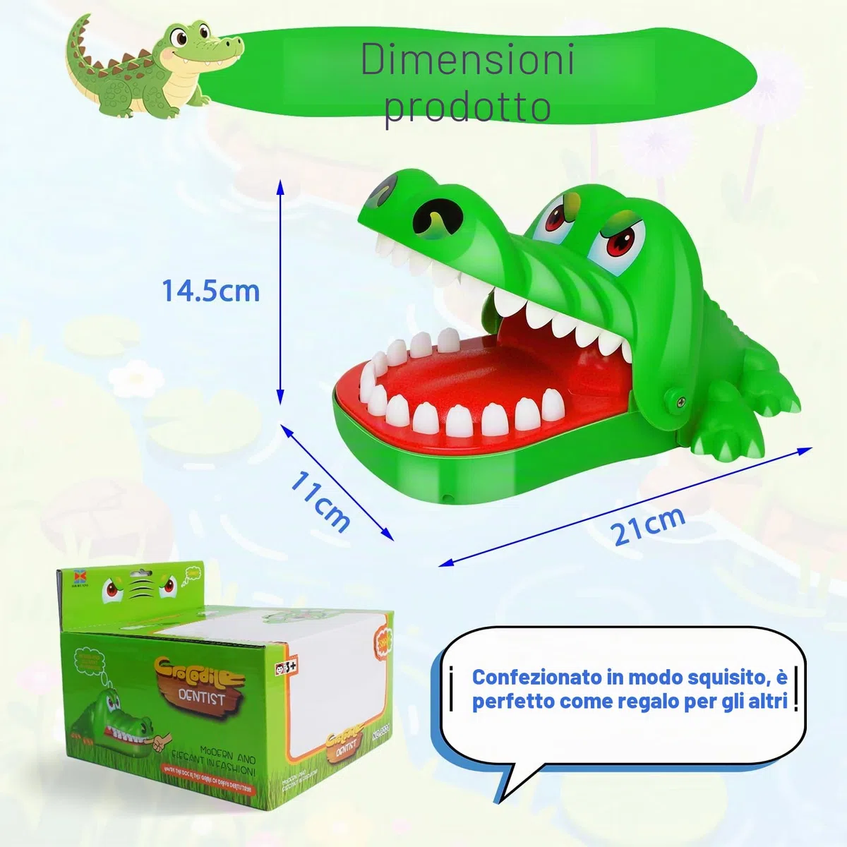 Gioco del Coccodrillo Croco Doc Giocattolo Coccodrillo Denti, Azione e Abilità per di Famiglia, Metti alla Prova la Tua Fortuna, per Bambini, per Feste (L)