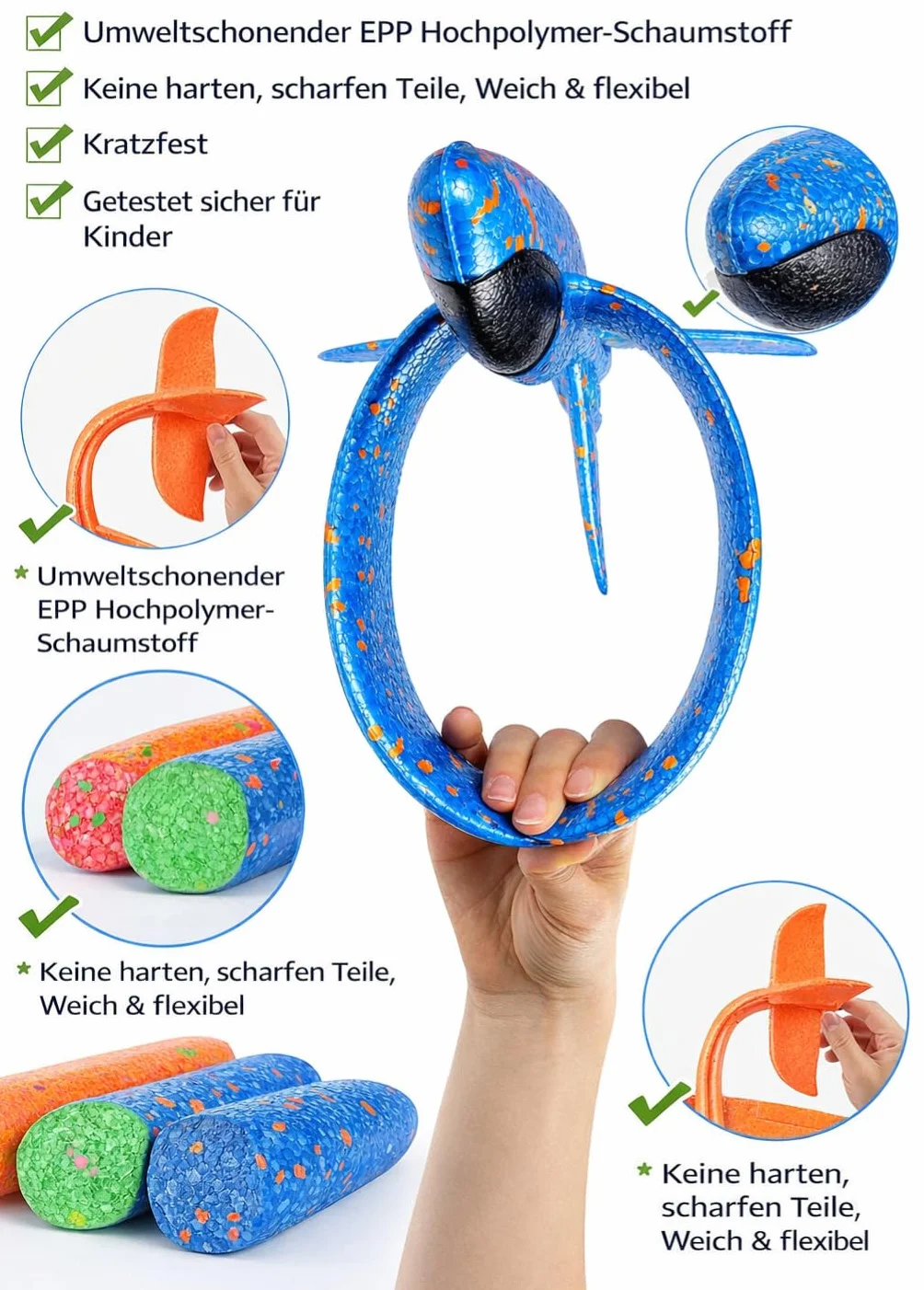4 Pezzi Set di Aerei a Vela – Aerei in Stiropor Realizzati in Robusto Schiuma EPP – Aerei Lanciabili in 4 Colori – Giocattolo per Bambini all'aperto, Regalo per Ragazzi e Ragazze
