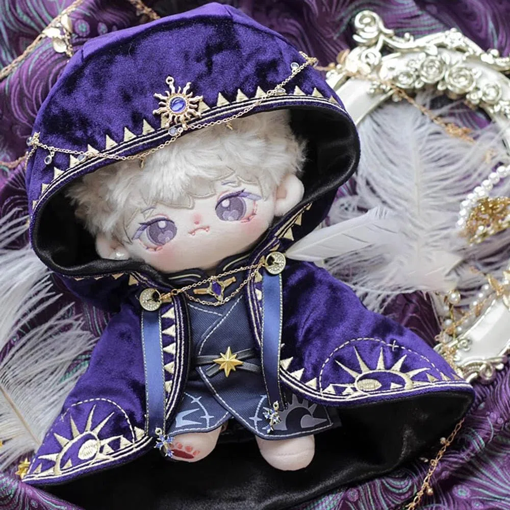 niannyyhouse Vestiti per bambola di peluche, 10 cm, 20 cm, mantello magico vestaglia cintura bambola Dressup (viola, 20 cm)