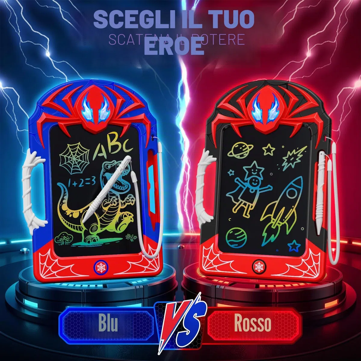 Mirthigig Tavoletta Grafica con Penna Rete & Impugnatura 2 Pacchi, Giocattoli Regalo per 3-12 Ragazzi, Lavagna Cancellabile Portatile, Giochi Educativi Giocattolo Bambino 3 4 5 6 7 8 9 10Anni