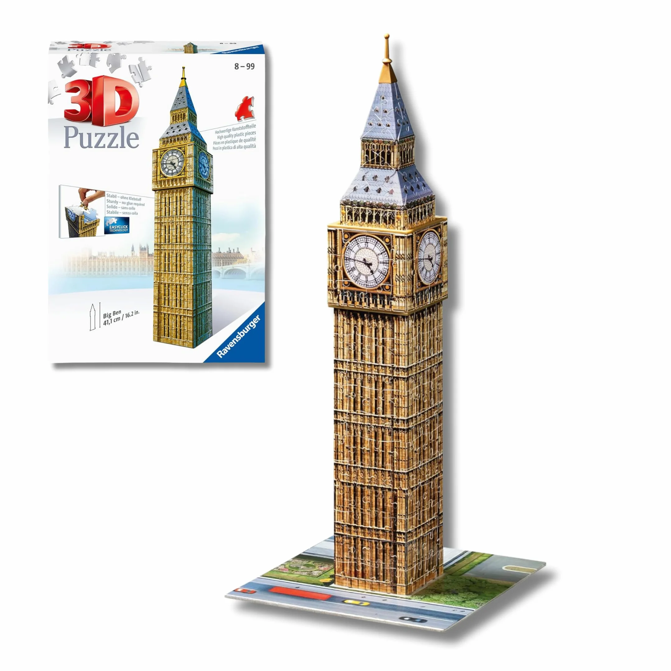 Ravensburger - Puzzle 3d Big Ben | Puzzle 3d Per Adulti E Bambini A Partire Dagli 8 Anni | Modellismo Da Costruire Adulti Di 224 Pezzi | Regalo Bambino 8 Anni E Più
