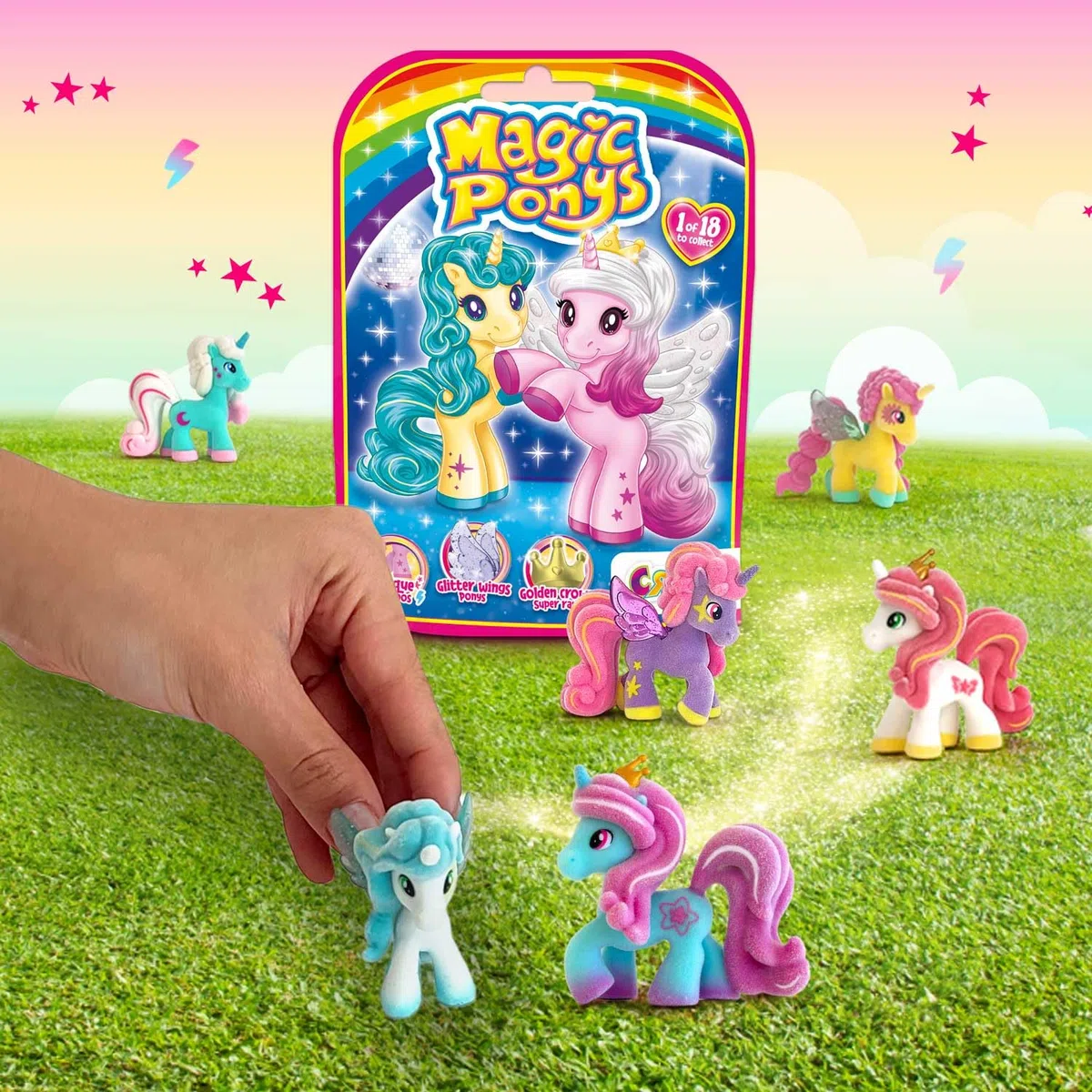 CRAZE MAGIC PONYS, Bellissimi Pony da collezionare, Giocattoli per bambina, 6 da 18 diverse figure di pony, senza microplastiche, Figure assortiti