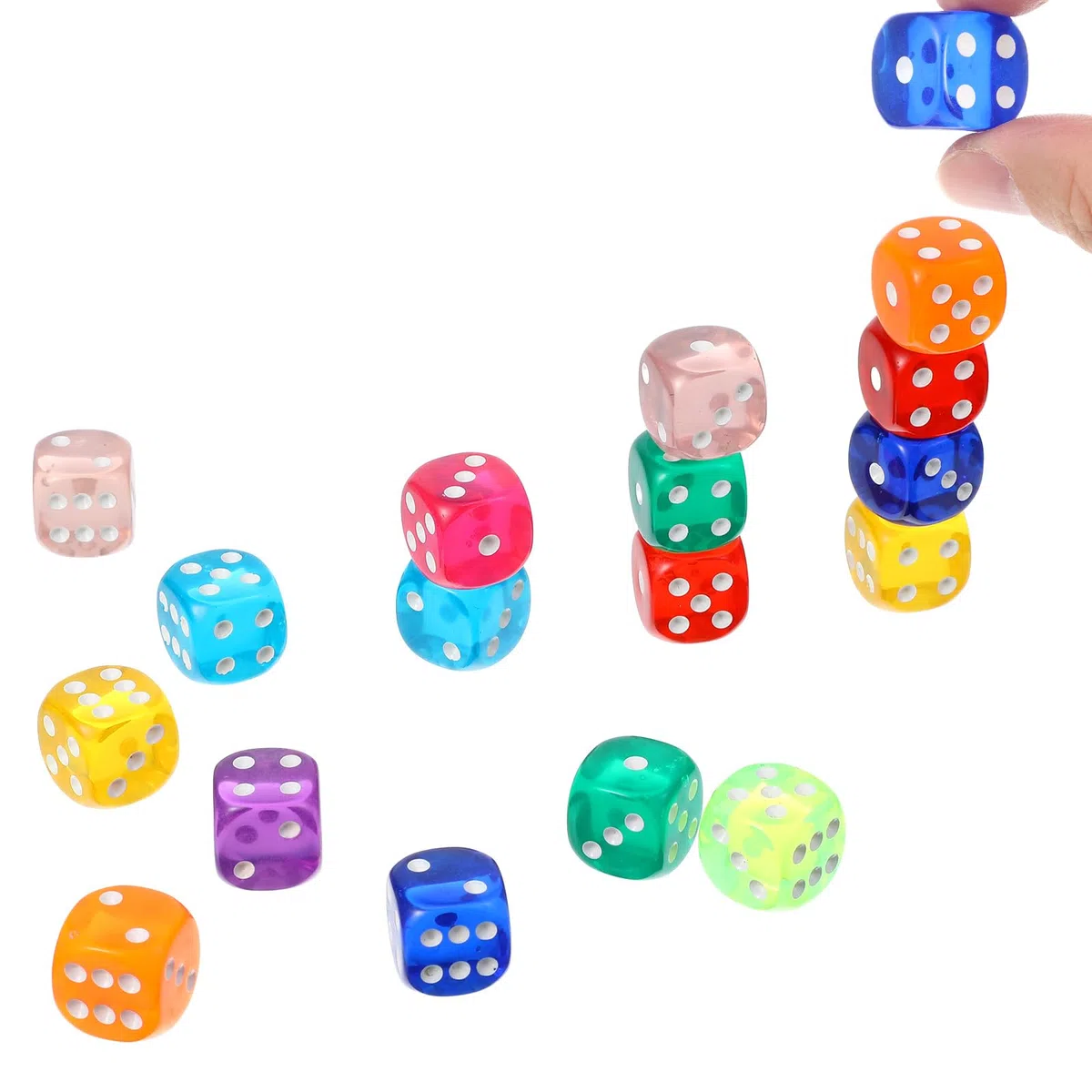 Set di 50 cubi colorati da 18 mm, 6 lati, D6 Dice con angoli rotondi, cubi da gioco, grandi in acrilico, per giochi da tavolo, bar, kTV party tutoring (10 colori)