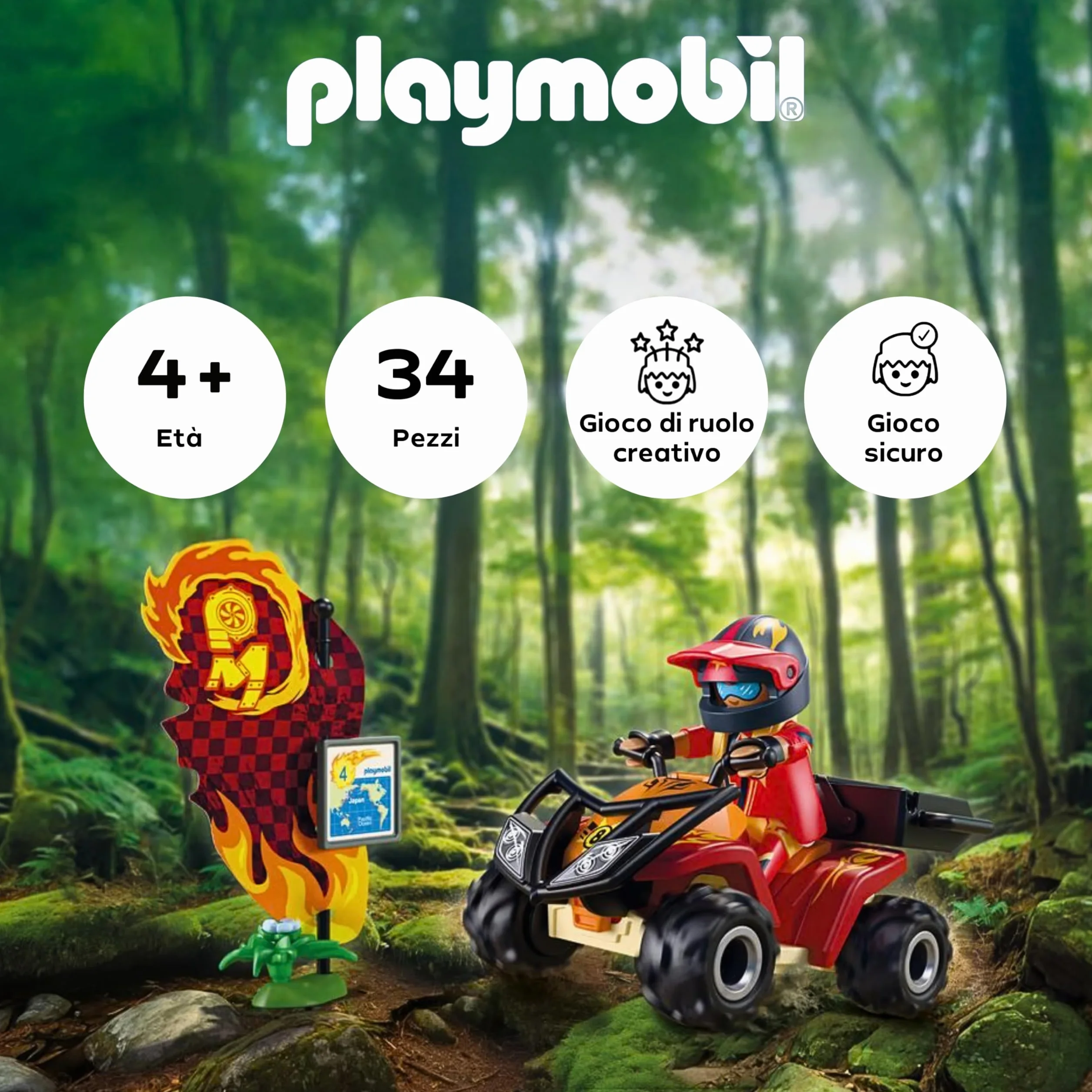 PLAYMOBIL | Cars | Offroad Quad | Quad fuoristrada con paraurti rimovibile | macchinina giocattolo per bambini dai 4 anni in su | 72064