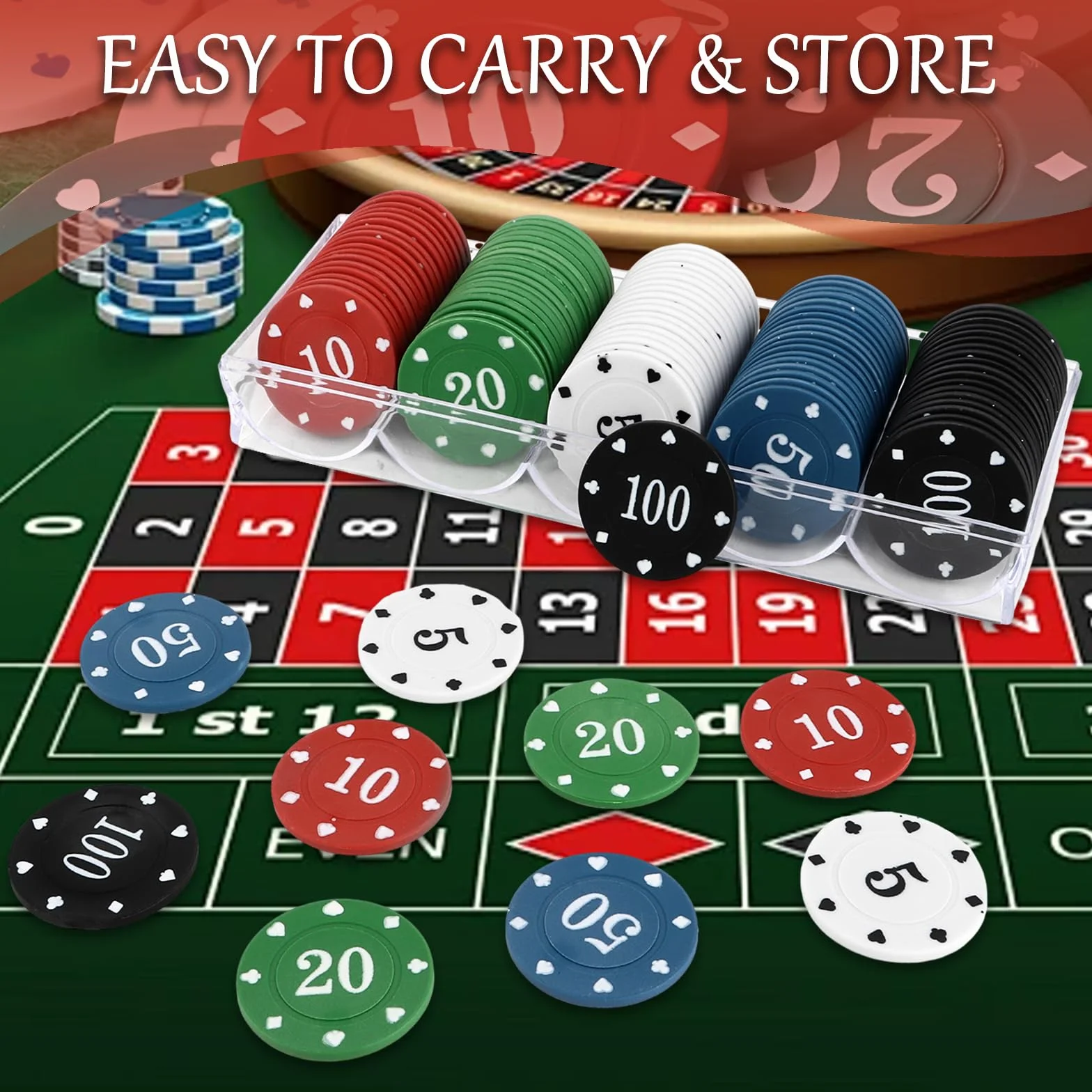 STARVAST 300 chip in plastica numerati 5/10/20/50/100 per viaggi e feste in famiglia