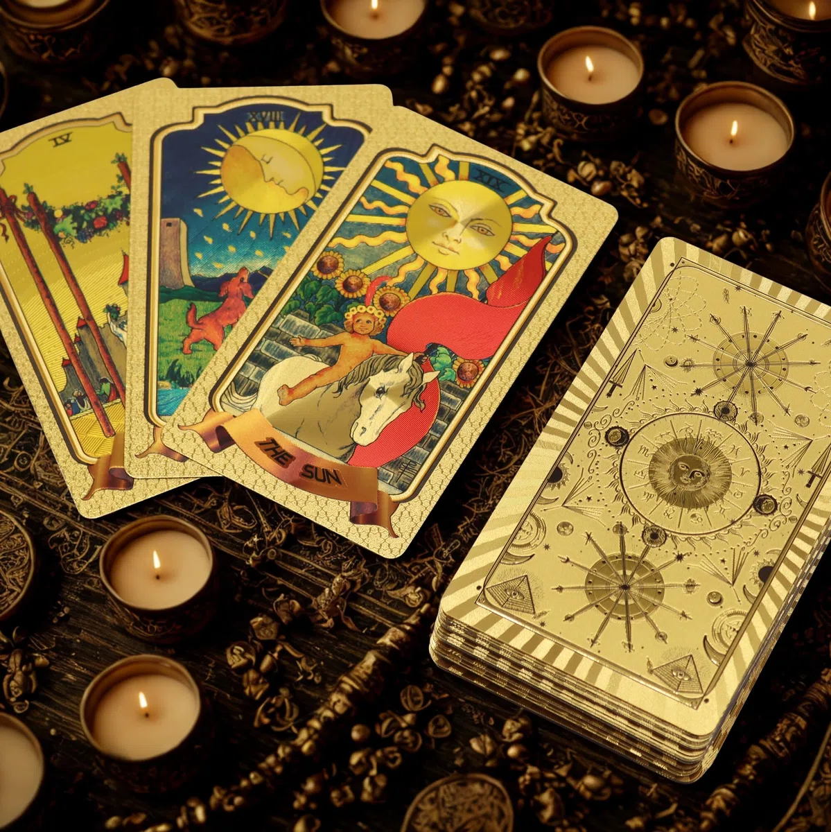 Ancient Wisdom Tarocchi Arcani Mazzo da 78 Carte in differenti stili (Dorati (senza libretto))