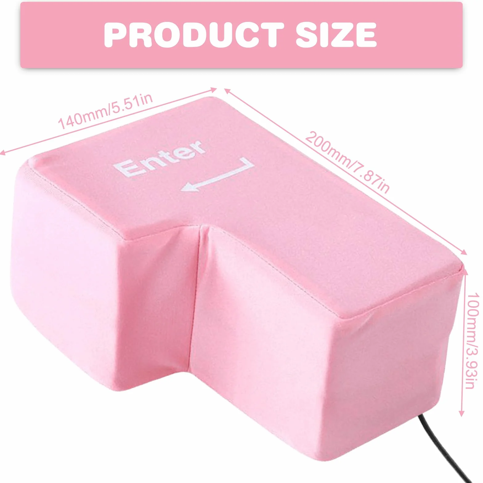 Big Enter Key, cuscino antistress con cavo USB, tastiera multifunzionale, strumenti per alleviare lo stress per ufficio, casa, viaggi d'affari (rosa)