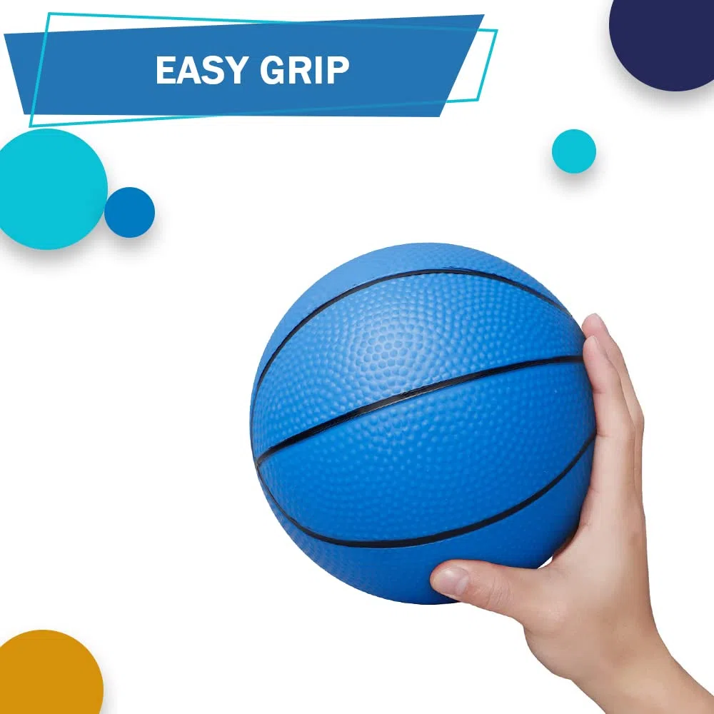 Mini Hoop Pallacanestro in gomma da 7 pollici per bambini Toddlers Replacement Basketball Beach Ball Small Bouncy Balls 4 palline e 1 palla Pump