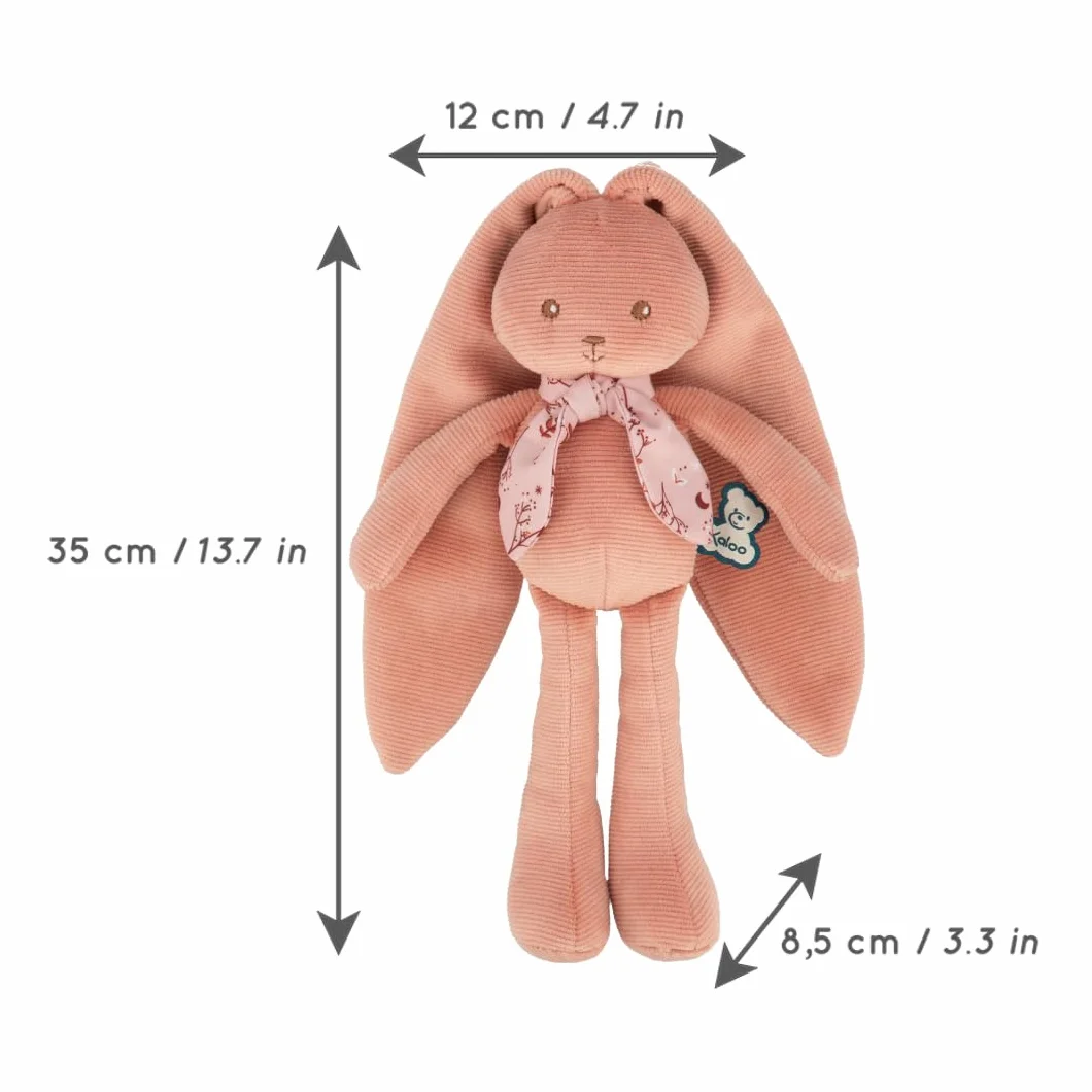 KALOO - Lapinoo - Doudou Coniglio - Peluche in Velluto a Coste per Neonato - 35 cm - Colore Terracotta - Materiale Ultra Morbido - Confezione Regalo - dalla Nascita, K972201