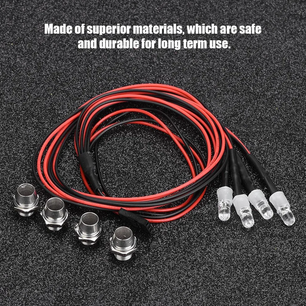 Dilwe Luci a LED Modello RC, Set di Fanali Posteriori per Fanali 4Pcs 5mm Kit Luce LED Auto RC per Accessori per Camion 1/10 (13# luce Bianca + Luce Rossa)