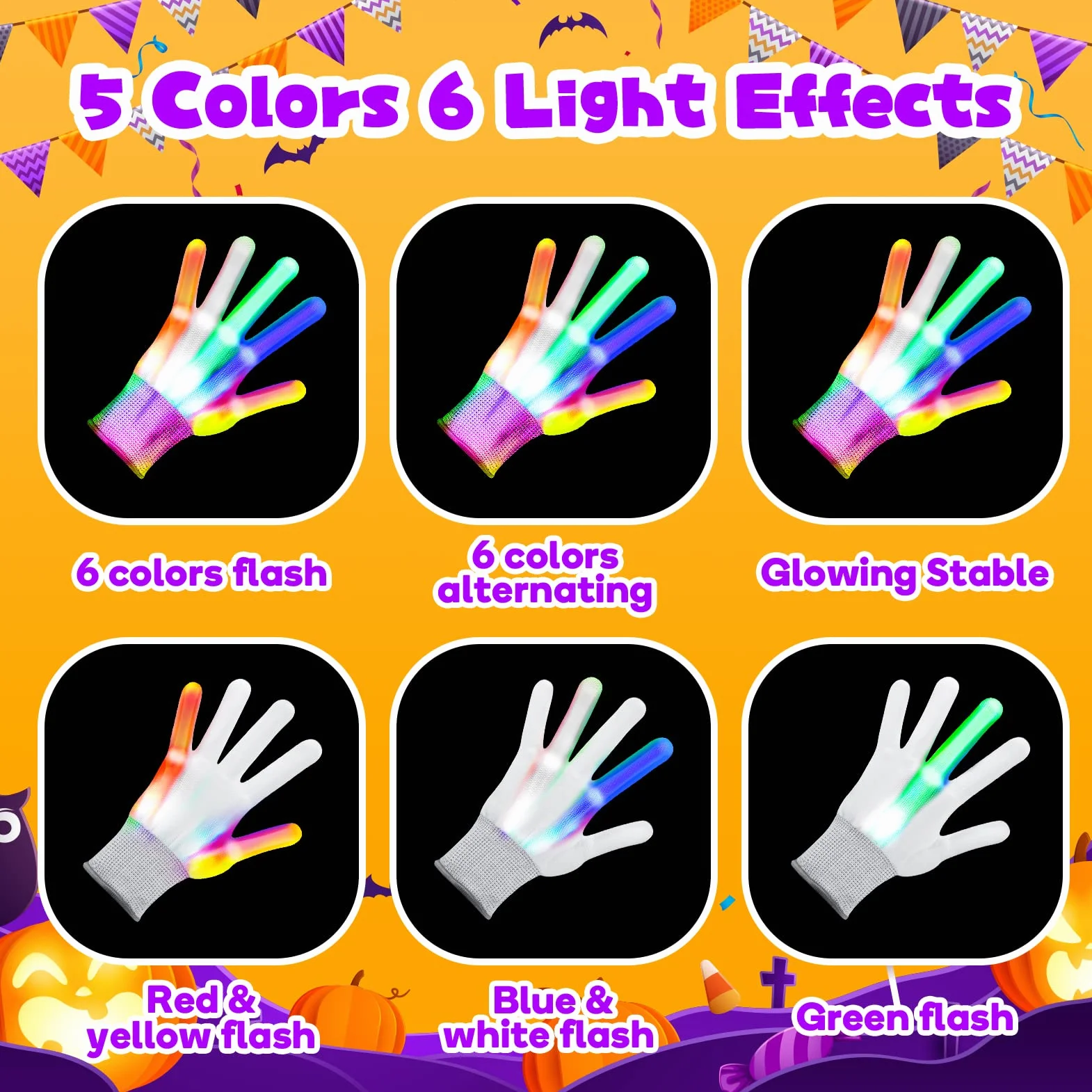 EUCOCO Giochi Bambini 3 4 5 6 7 8 9 Anni, Regalo Bambino Bambina 3-12 Anni Gadget Compleanno Bambini Gioco Bimbo 3-12 Anni Maschio Guanti Luminosi Led Giocattoli Bimba Costumi Halloween