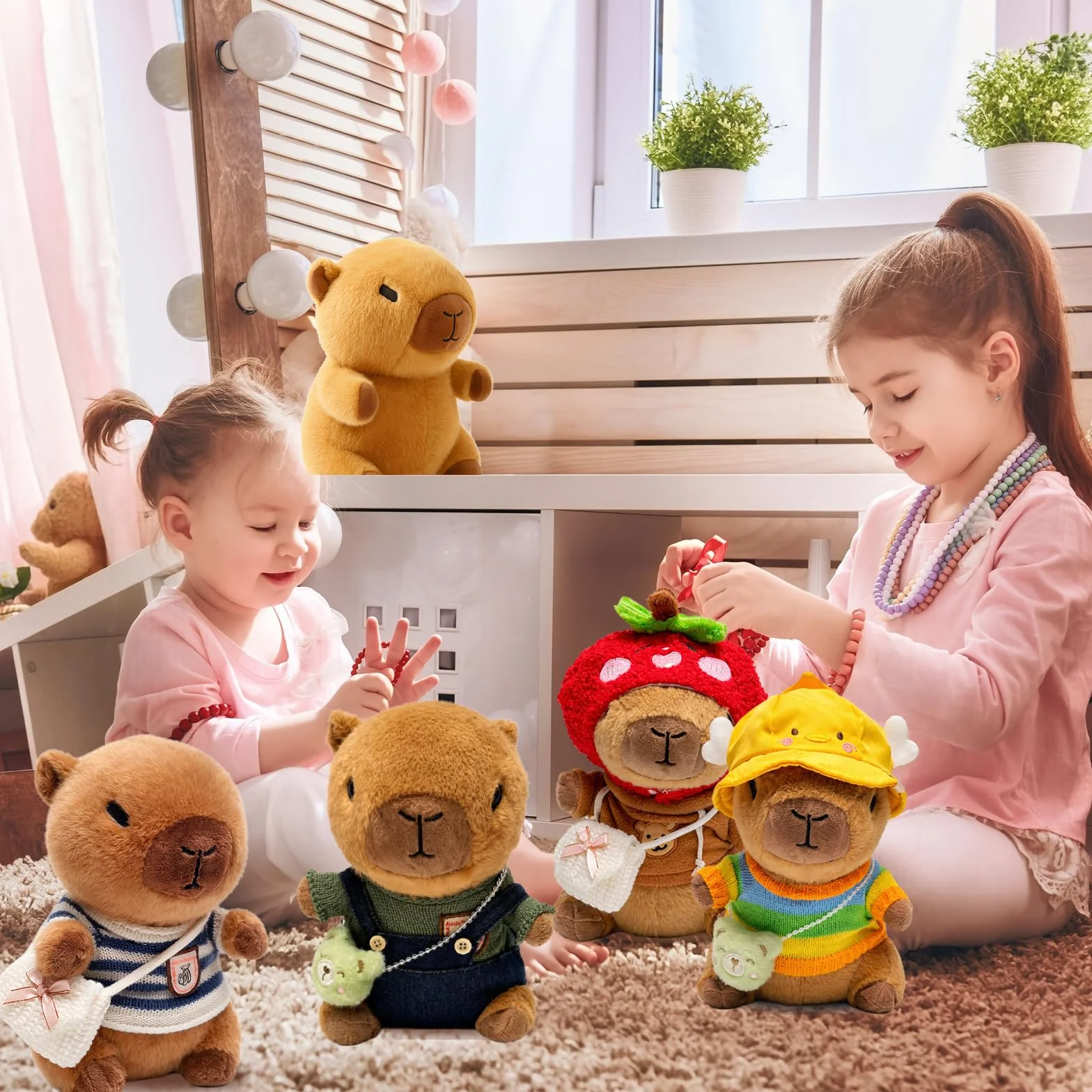 Capibara peluche marrone da 25,9 cm, con 9 vestiti e accessori, super morbido, per bambini, ragazze e ragazzi (capibara marrone)