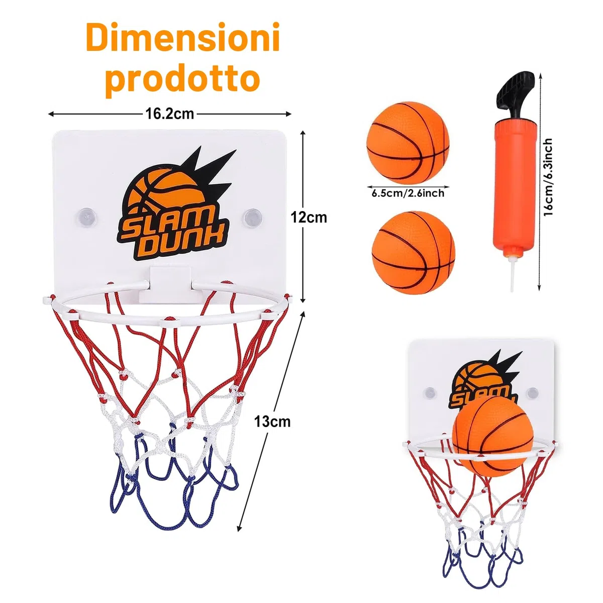 4 Pezzi Mini Canestro Basket Da Camera,Parete Aspirante E Doppio Gancio Canestro Basket Bambini, Adatto Per Giochi Per Bambini Al Coperto e Giochi Da Ufficio, Con Gonfiatore