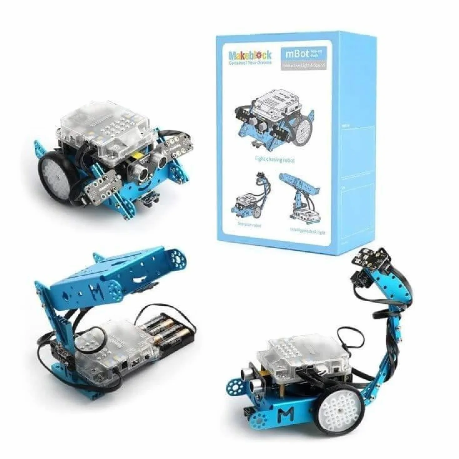 Makeblock mBot Pacchetto Aggiuntivo, Luce e Suono Interattivi, Robotica 3-in-1 pacchetto aggiuntivo, Robot Inseguimento Leggero, Lampada da Tavolo Intelligente, Robot Scorpion