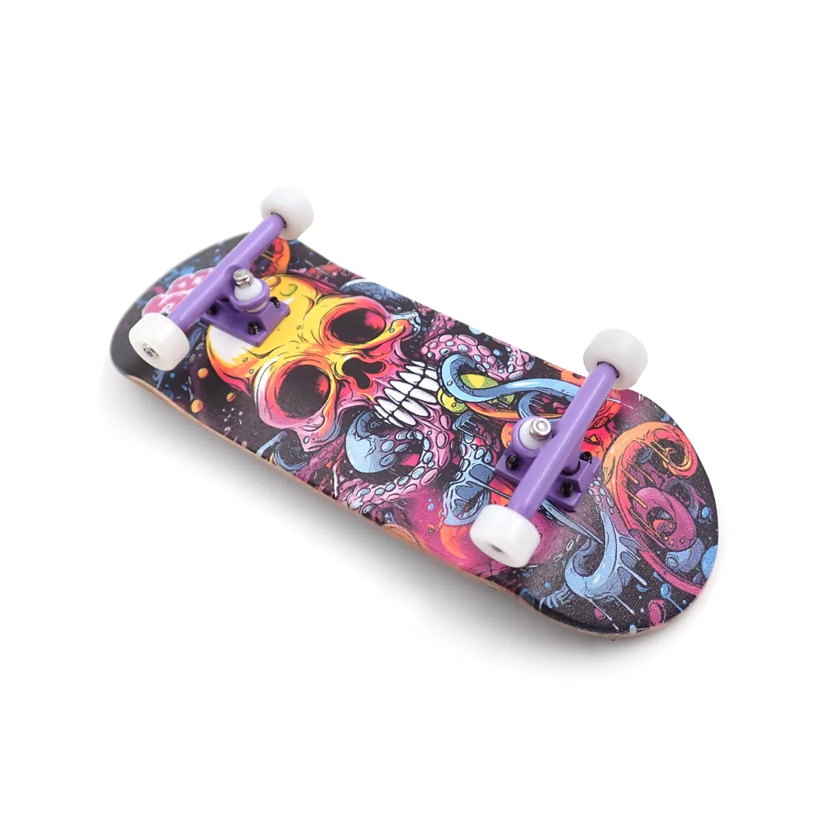 SPITBOARDS Set completo per fingerboard in legno, da 34 mm, set completo per assemblaggio, legno a 5 strati, per Trucks con scanalature di blocco, ruote CNC Bearing Wheels, Real Wear Graphics, Laser