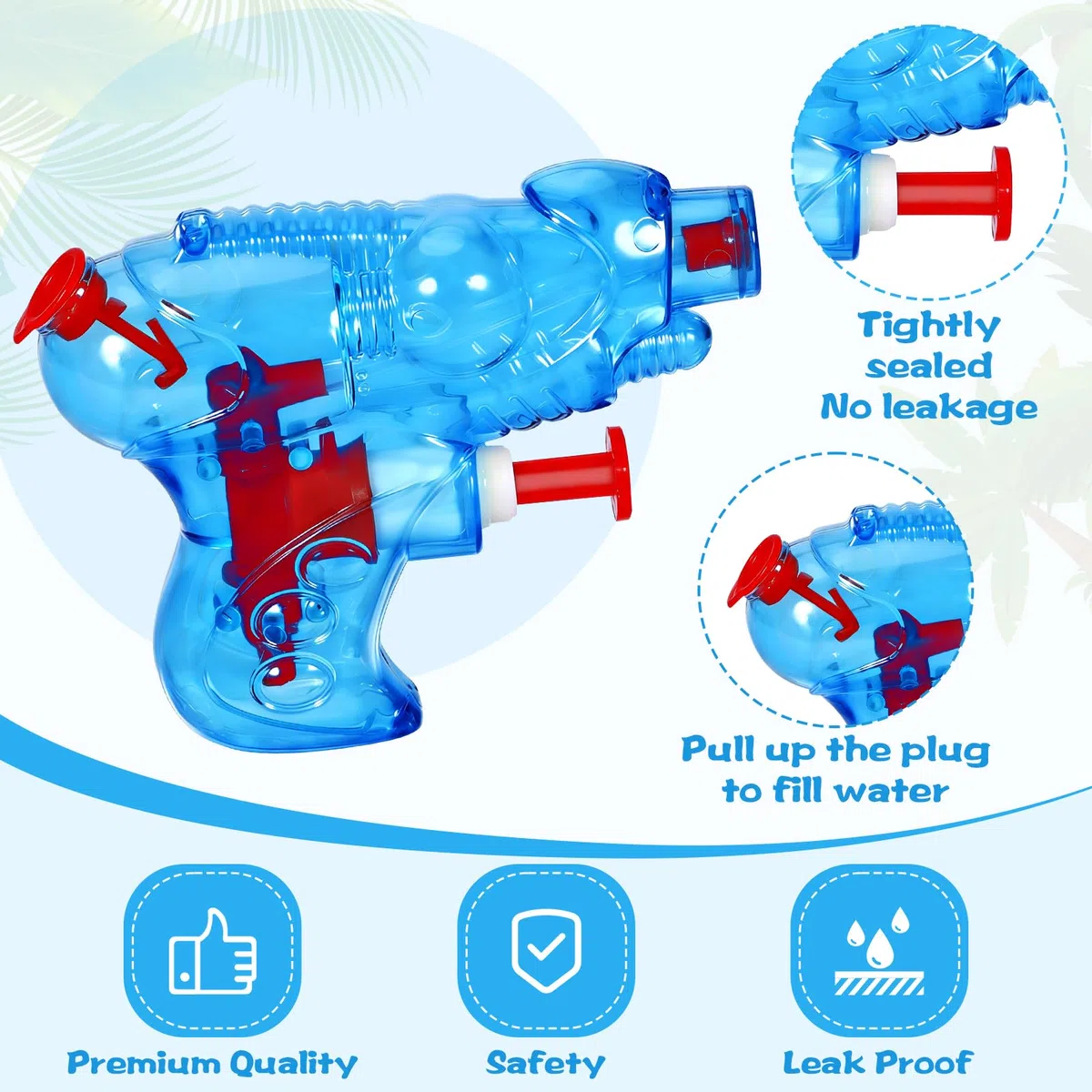 18 Mini Pistole ad Acqua per Bambini, Set in 4 Colori Assortiti per Regalini di Fine Festa, 8 x 6.5 cm, in plastica, a spruzzo ad Acqua, Giochi Acqua Estivi per Piscina, Spiaggia, Giardino