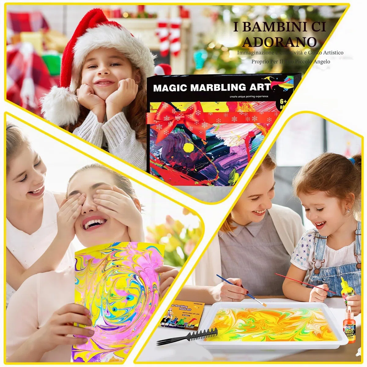 Kit di pittura marmorizzata ad acqua, arti e artigianato per bambini, regali di compleanno per ragazze e ragazzi dai 3 anni in su, giocattoli per bambini da 8 a 13 anni, 5 a 7 anni, 3 a 6 anni,