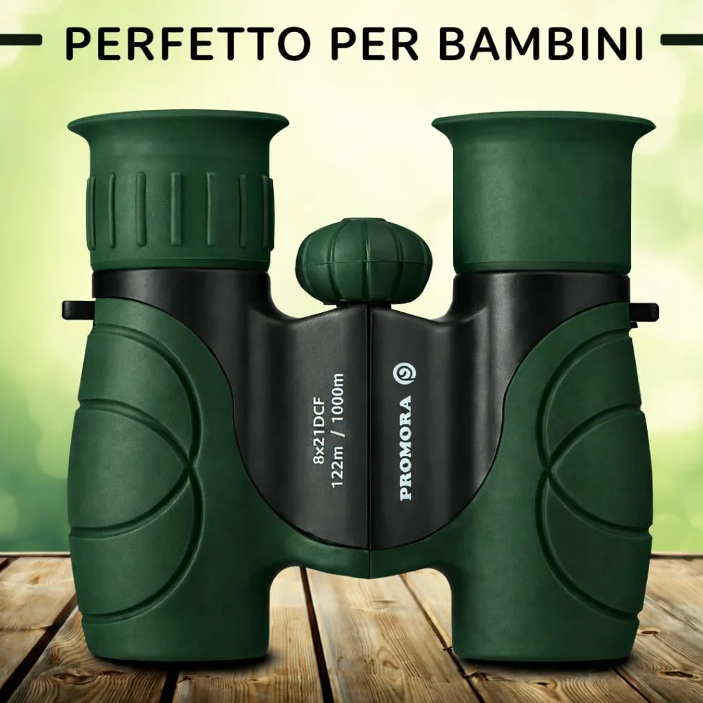 Binocolo Bambini - Regalo ottimale per bambino e bambina - Forte ingrandimento 8X21 - Set Esploratore Completo con Lente d'Ingrandimento e Bussola - Giochi per bambino e bambina di 3-12 anni