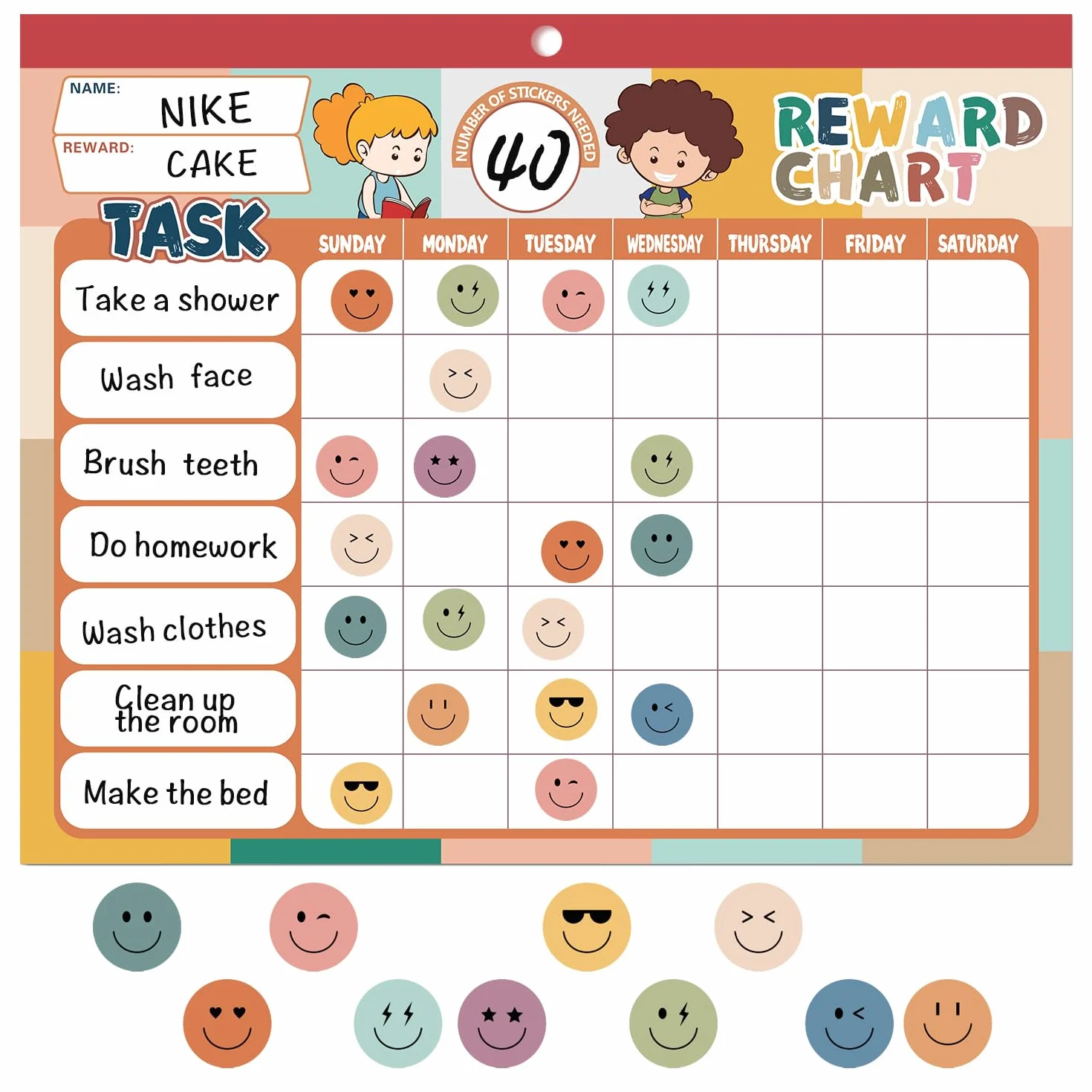 ANSTROUT Boho 32 diagrammi di lavoro sistema di ricompensa del comportamento, adesivo per bambini con 2328 adesivi, 31 x 24,9 cm tabella di ricompensa magnetica per sviluppare responsabilità e buone