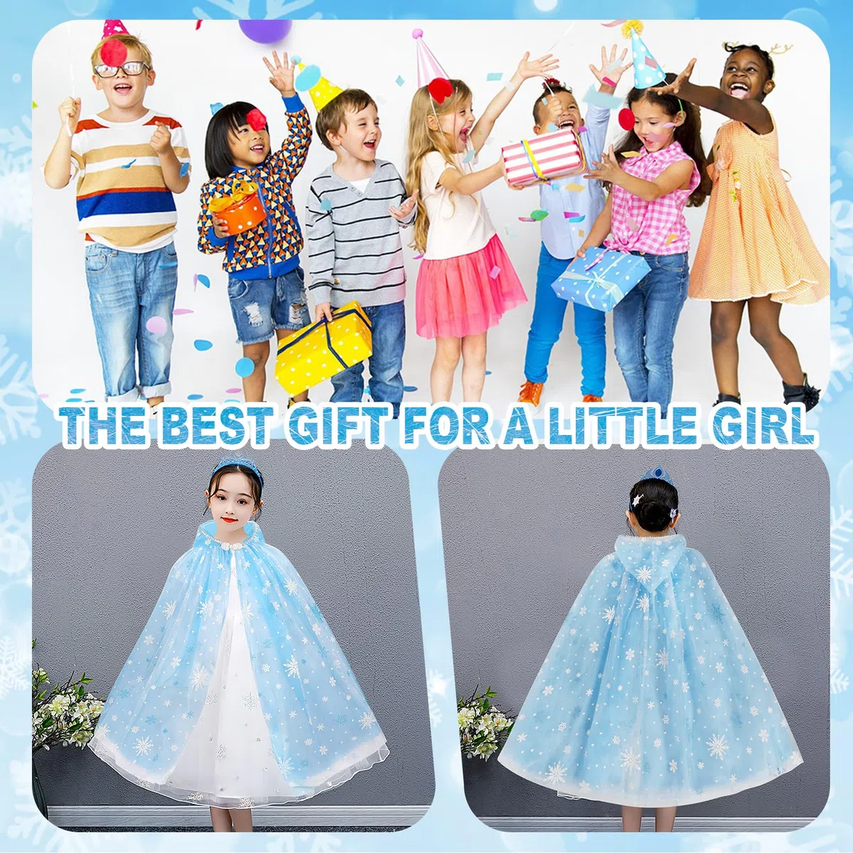 XEPST Mantello Principessa Bambina, Costume Principessa con Cappuccio Mantello Della Principessa Accessorio Scialle Cape Ragazze da Costume Halloween