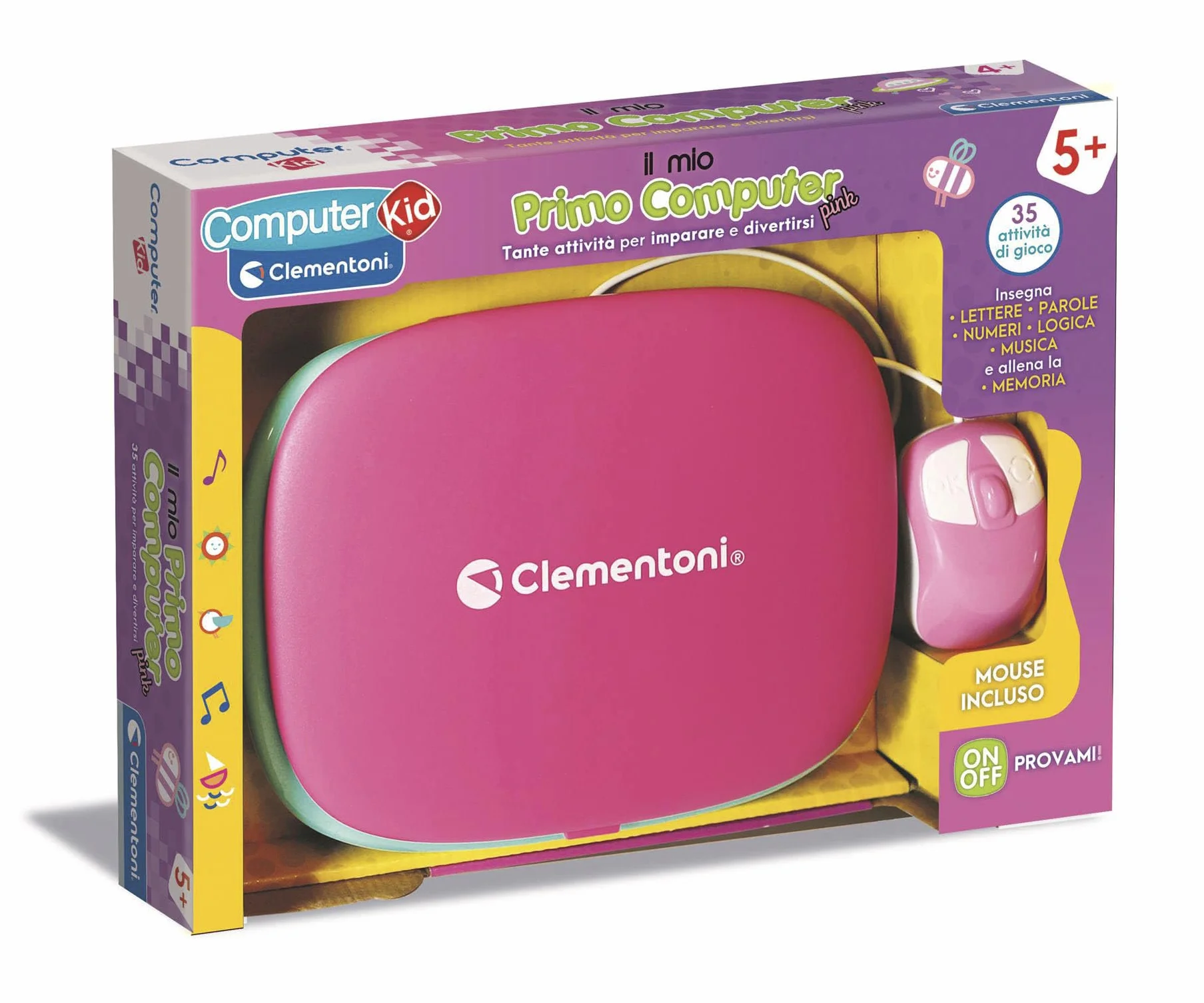 Clementoni Sapientino - Il Mio Primo Computer Pink, Gioco Educativo Interattivo Bambini dai 5 Anni, 35 Attività, Impara Lettere, Numeri, Logica, Musica, con Mouse e Schermo LCD, Lingua Italiana, 16657