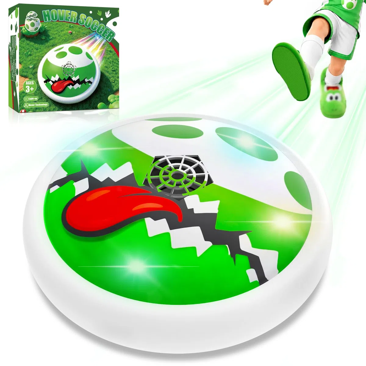 Yosi Pallone Calcio Fluttuante, Giochi Super Bro, Hoverball con Luci LED, Paracolpi in Schiuma Morbida, Calcio Interno Giocattoli Bambini Regalo Bimbo 3-12 Anni