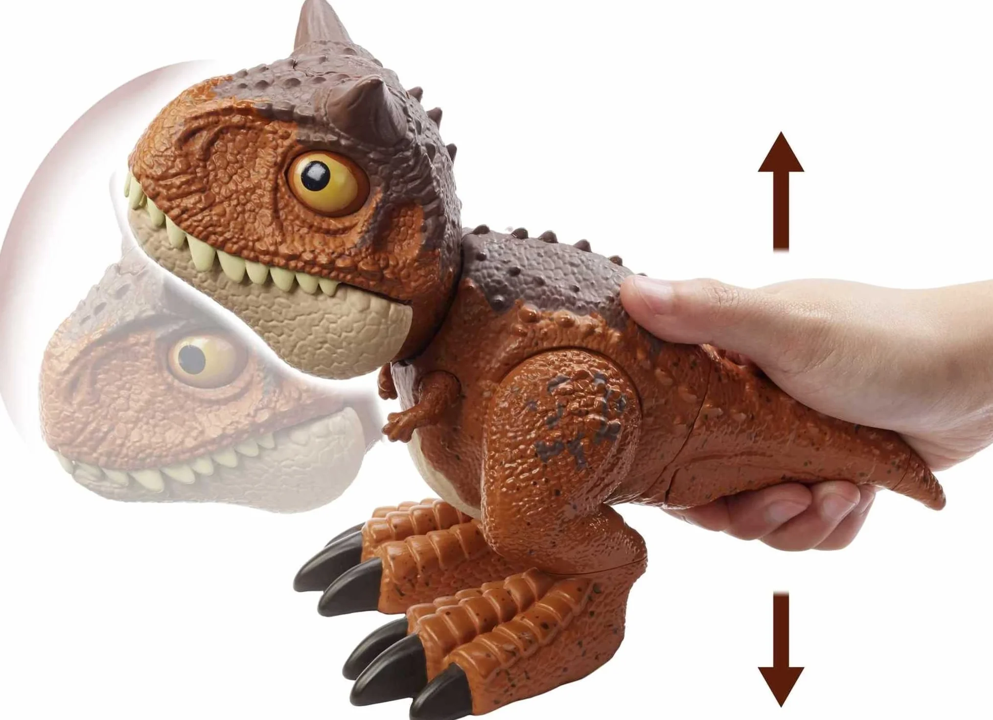 Jurassic World- Camp Cretaceous Morso Selvaggio Personaggio Carnotauro Toro Snodato, Giocattolo per Bambini 4+Anni, HBY85