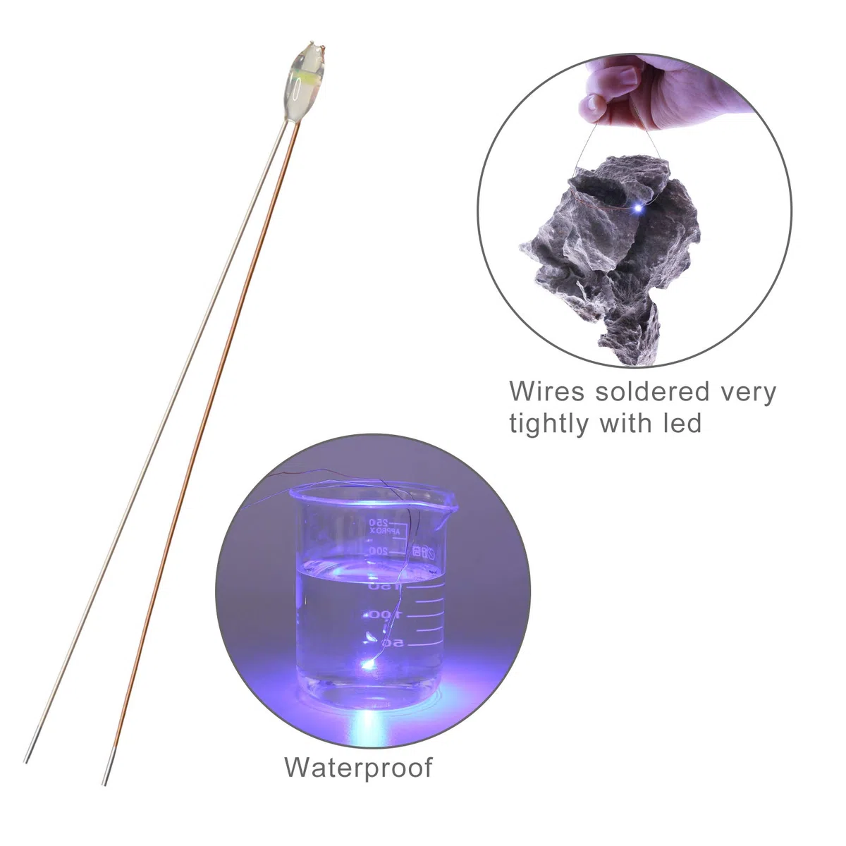 Evemodel 30pcs Pre-saldato Micro Litz Wire Bianco SMD 0603 LED Luce 20cm Wire Resina Cover