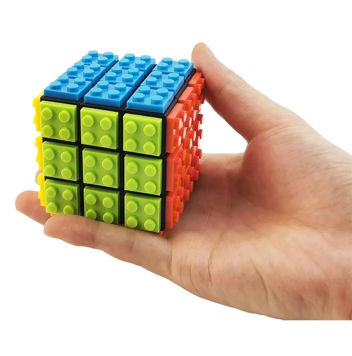 Speed Magic Cube 3x3,Cubo Magico di Velocità, Build-on Brick Twist Brain Teaser Puzzle Cube con Mattoncin,2-in-1 Classico Giocattolo Cubo per Bambini e Adulti, Nero