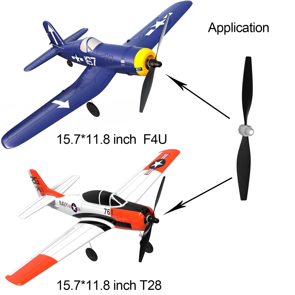 FLYCOLOR 3 set F4U Rc Plane Elica con Elica Savers e Adattatori per VOLANTEXRC 761-8 761-9 T28 Aereo
