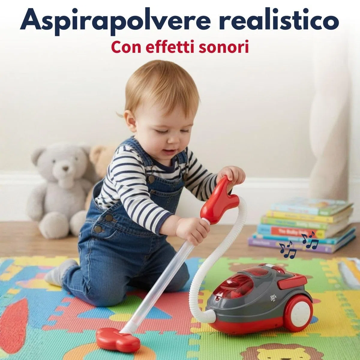Dirt Devil Aspirapolvere Giocattolo con Tubo Flessibile - con Effetti Sonori e Particelle Rotanti - Giocattolo senza Fili per Bambini dai 3 anni - 88 x 15 x 12,5 cm - Rosso/Grigio