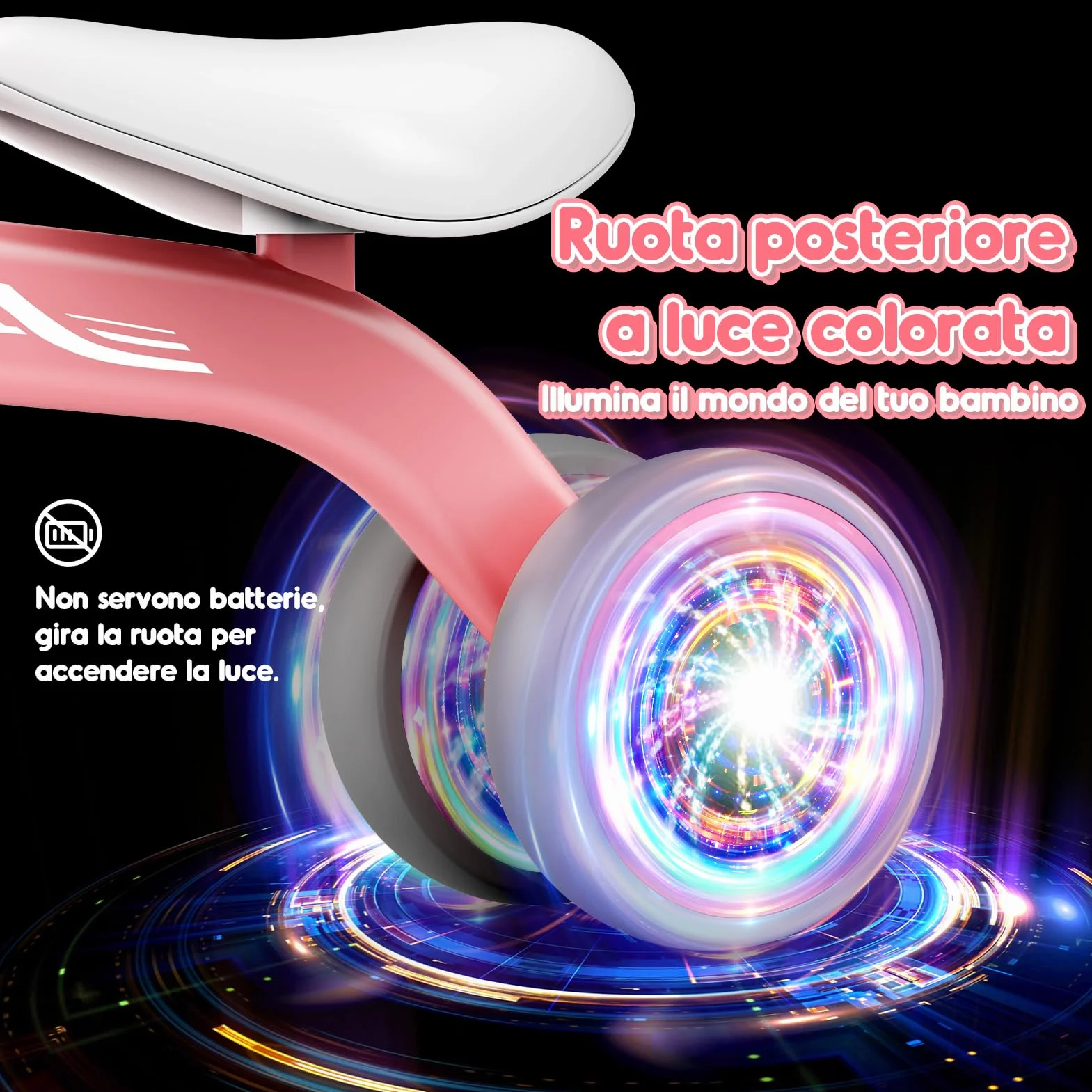 HappyGoLucky Bicicletta Bambini 12-24 Mesi con Cestino, Ruote Colorate, Ultra Leggero, Bicicletta Senza Pedali Giochi Bambina 1 2 Anni, Balance Bike Regalo Bambino 1 Anno, Primo Regalo di Compleanno