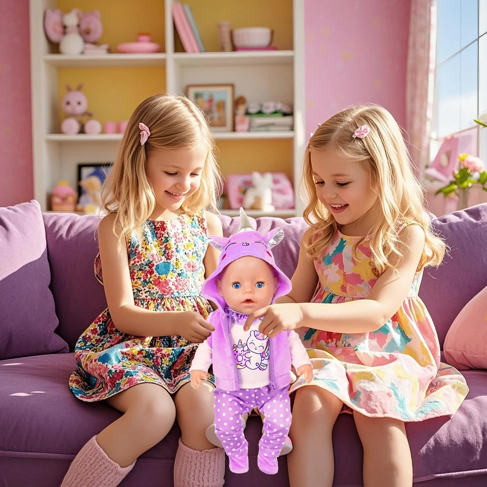 Abbigliamento e outfit per bambole neonate, abbigliamento per bambole pony 36-45 cm con felpa con cappuccio, pantaloni a punta a maniche lunghe, scarpe, set di abbigliamento per bambole, 12-18 pollici