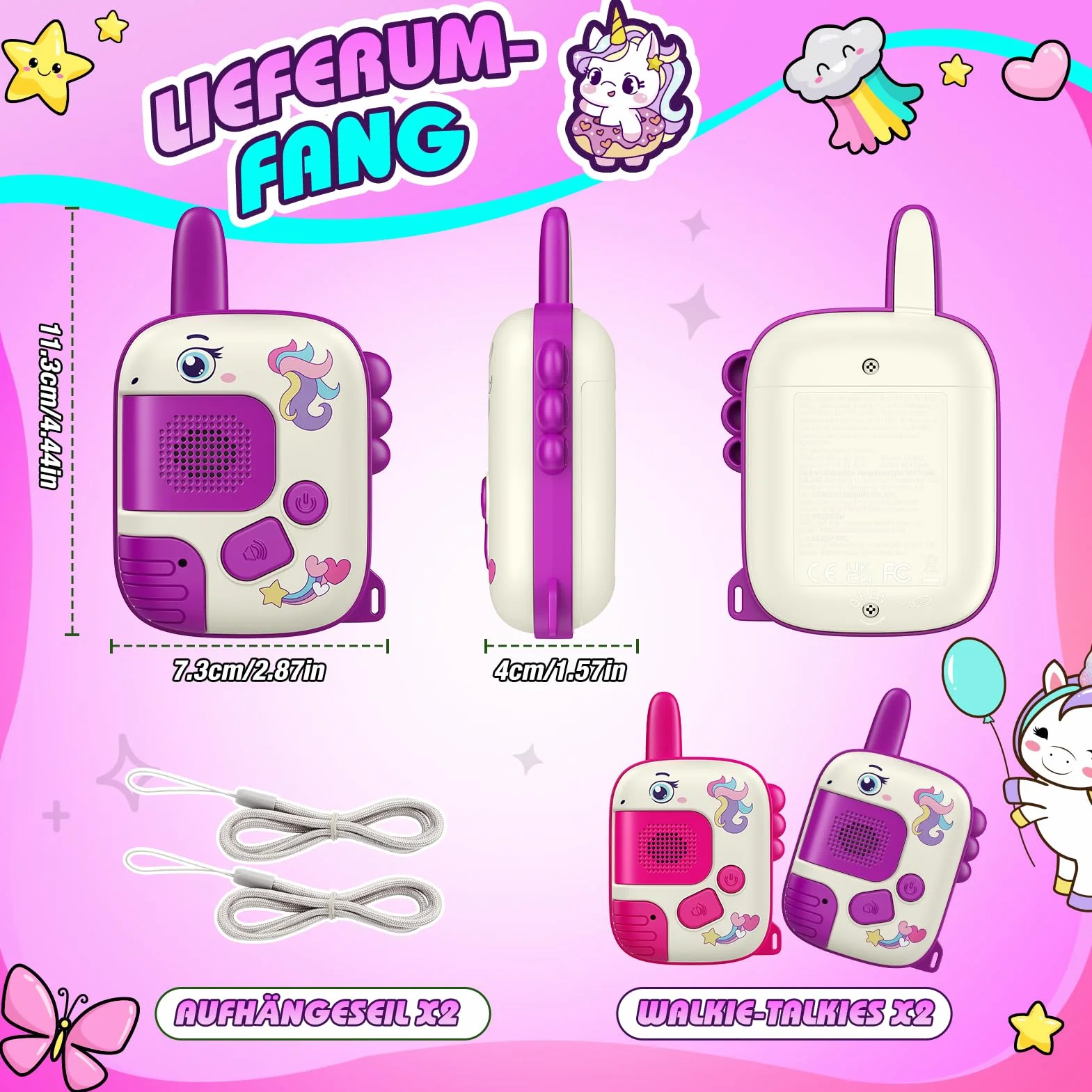 Walkie-Talkie Bambini, Regalo Bambina 3-8 Anni Walkie Talkies Giochi Bambina 3 4 5 6 7 Anni Giocattoli Giochi Esterno Bambina Giocattoli Bambina 4-6 Anni Unicorno Regalo di Pasqua