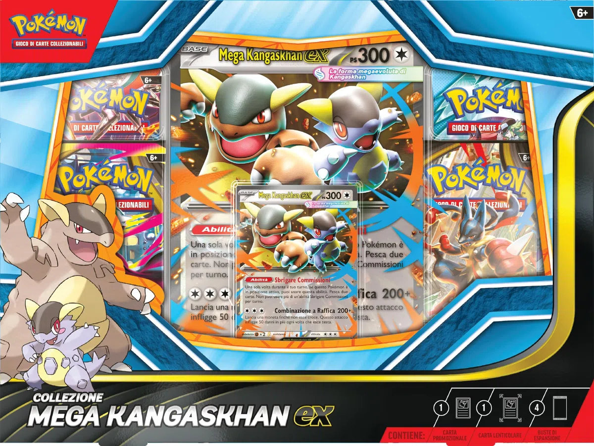 Pokémon: collezione Mega Kangaskhan-ex del GCC Pokémon (una carta promozionale olografica, una carta promozionale lenticolare gigante e quattro buste di espansione)