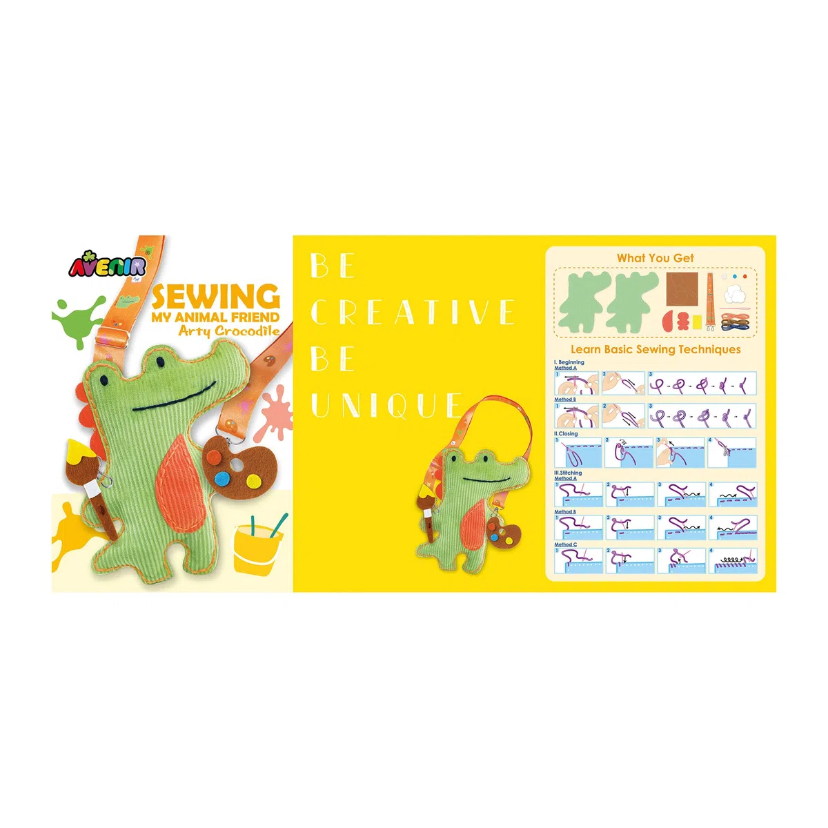 Avenir 6301817 - Kit da cucito fai da te con coccodrillo Sewing a tracolla, per bambini, dai 6 anni in su