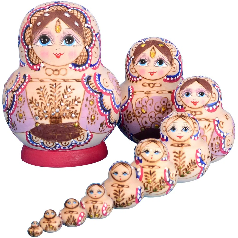 Marchio di Matrioska specializzato, nesting dolls Matrioske Bambola Matrioska russa in 10 pezzi, tiglio di zona frigida, regalo e giocattolo