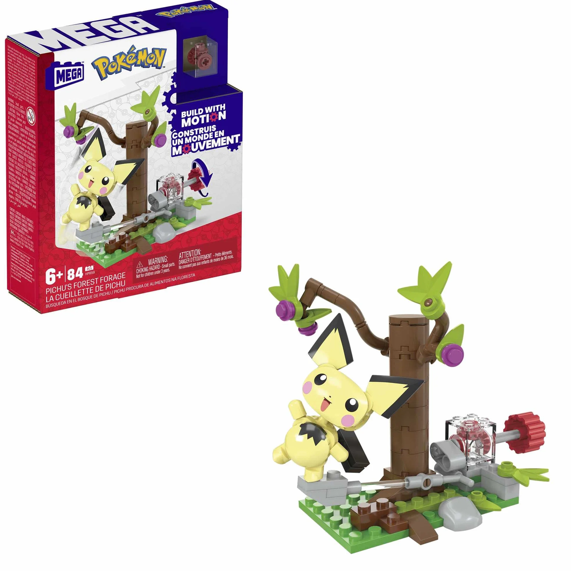 MEGA Pokémon - La Foresta di Pichu, set Adventure Builder con 84 pezzi da costruire e sistema Mattoncino movimento, 1 personaggio Pichu incluso, giocattolo per bambini, 6+ anni, HPB59