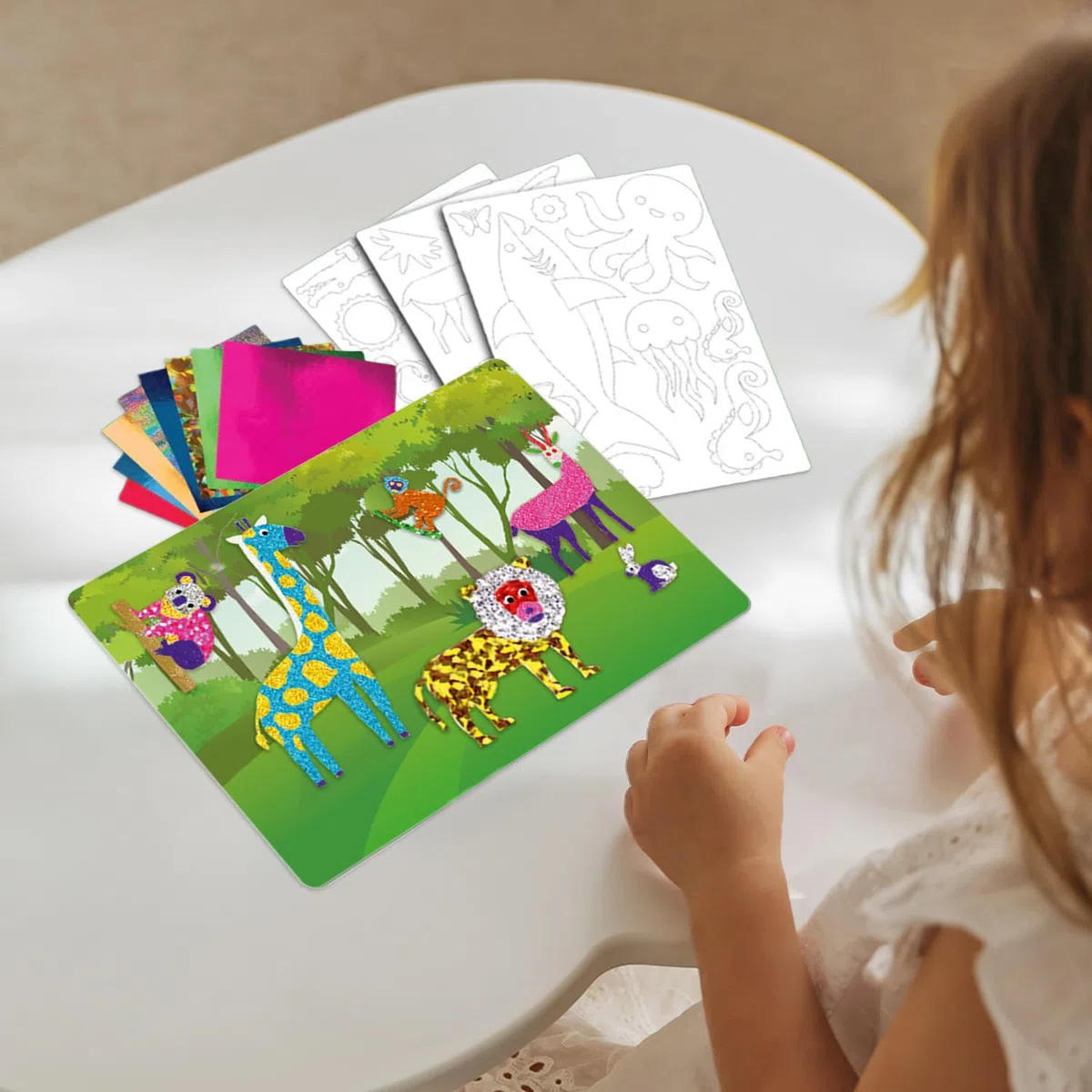 Ludilo - Foil Fun World Animal | Artigianato Bambini 4 Anni O Più | Giochi Per Bambini 1 Giocatore | Giochi Educativi Bambini 4 Anni O Più | Artigianato Bambini con 100 Fogli