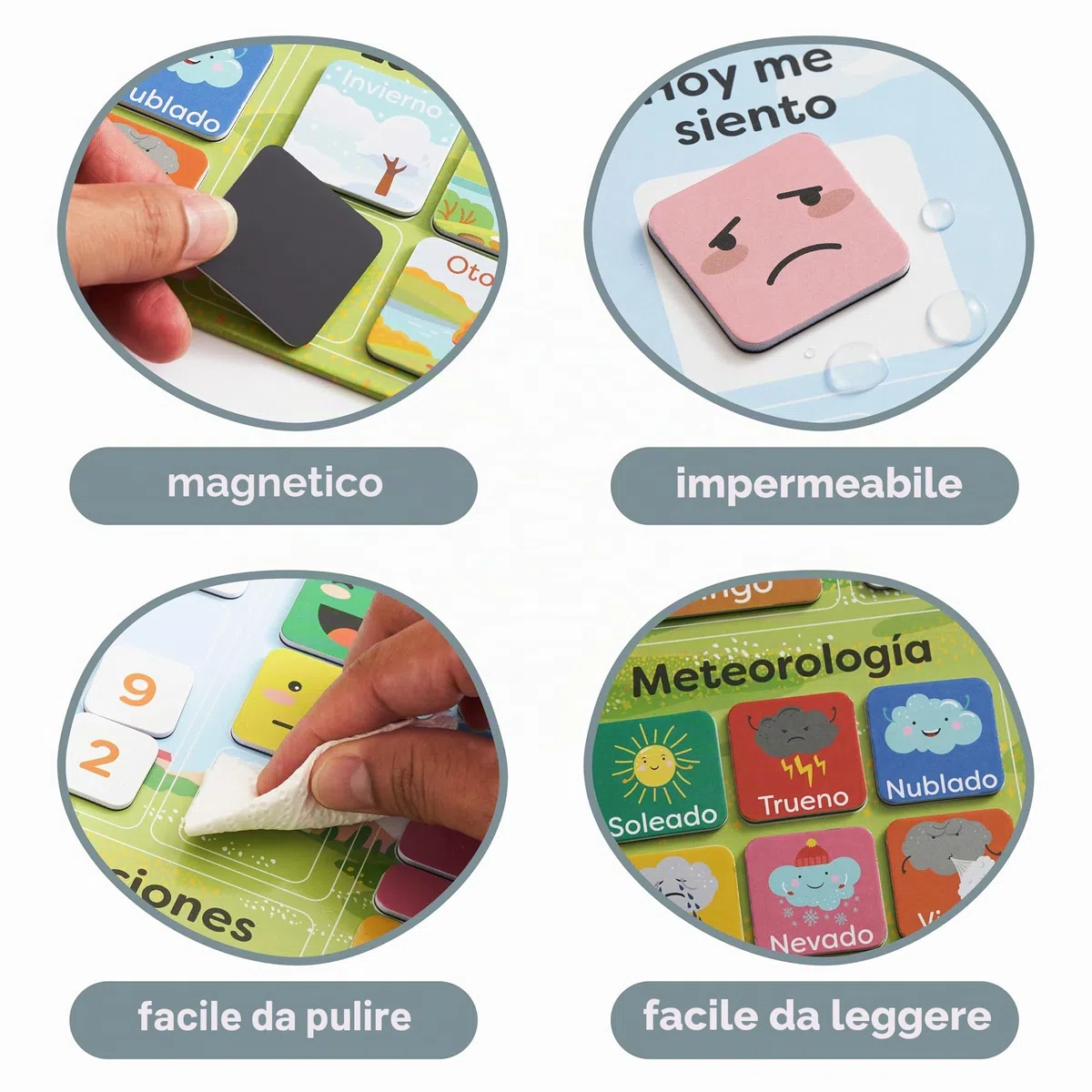 chuckle Spagnolo Calendario Magnetico Per Bambini Con Stagioni, Date E Tempo - 40 X 32 Cm - Divertente Gioco Di Apprendimento Per Bambini Dai 4 Ai 10 Anni