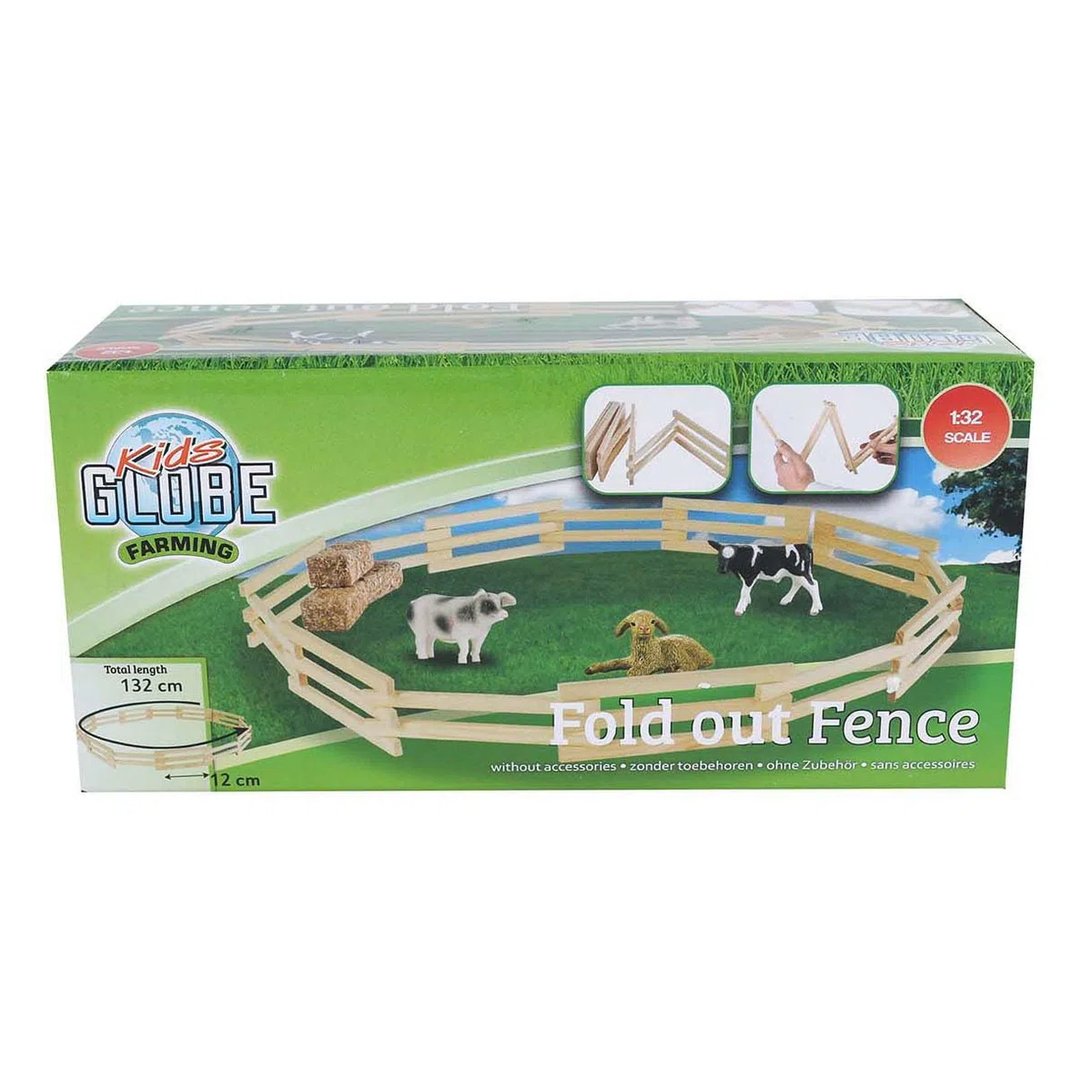 Kids Globe Kids Globe-610304 Farming 610304-Recinzione per Animali, 132 cm, Scala 1:32, per Bambini, Accessori, Giocattolo Fattoria, 610304