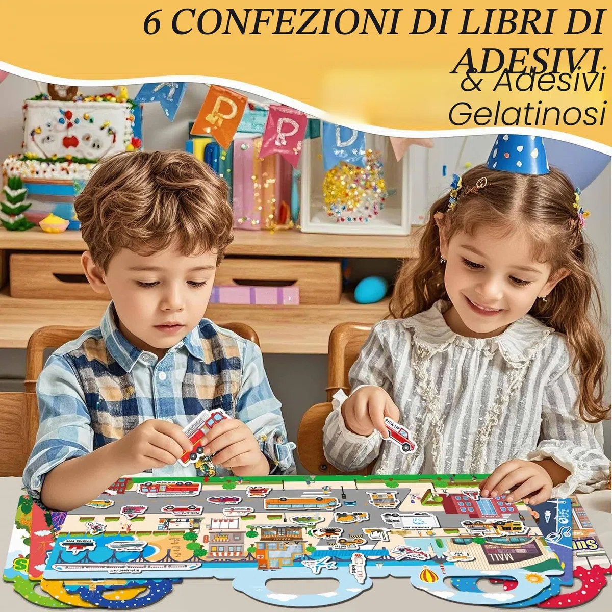 6 Libri Adesivi Riutilizzabili Bambini 2 3 4 Anni, Libro Adesivi Attacca e Stacca con Animali, Dinosauri, Corpo Umano, Supermercato, Veicoli, Mare – Sticker Book Educativo per Viaggio, Regalo Bimbo