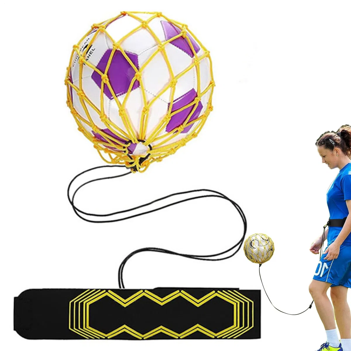 Football Kick Trainer – Calcio Kick-Back – Guida per il calcio con cintura di regolazione flessibile | Socker Knock -Back – Guida per dribblare, giocoleria e passare, palla da calcio