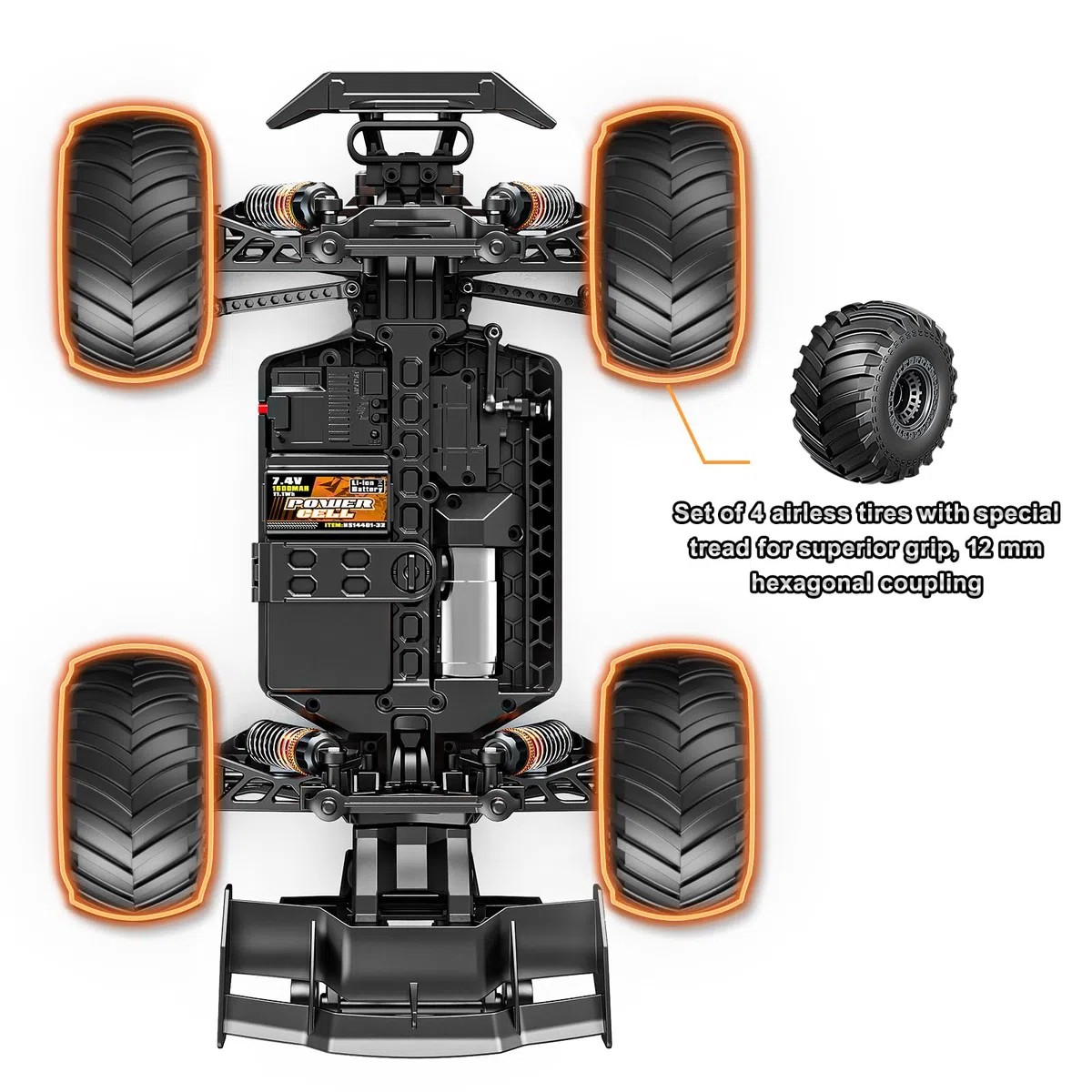 Y14411-21 Scala 1/14 RC Accessori Auto Rally Ruote, Ricambi RC Veicolo Ruote & Set di Pneumatici per 14412 & 14411 (Quattro Gomme)