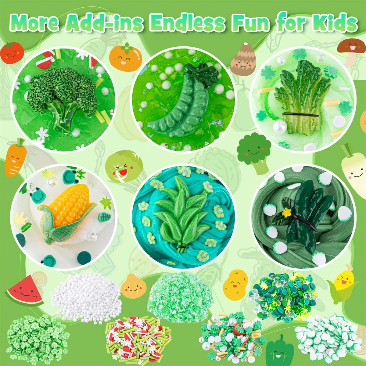 Kit di 6 confezioni di slime verde sfumato – Cloud Butter Clear & Crunchy Slimes per bambini con vari componenti aggiuntivi, bomboniere non appiccicose per ragazzi e ragazze