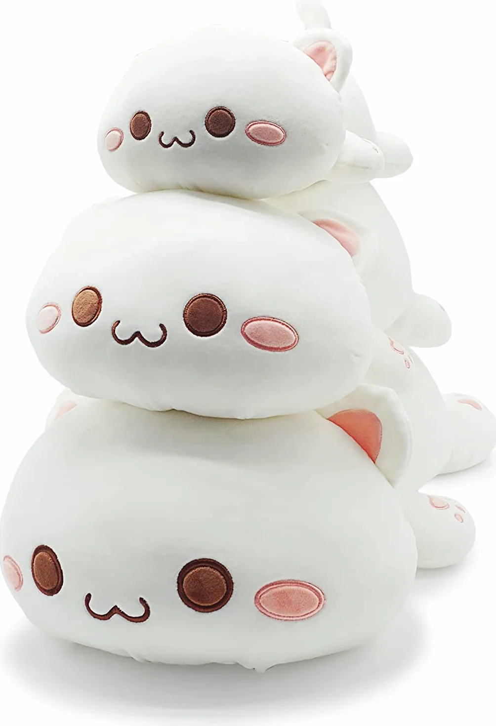 shownicer Peluche Gatto, Kawaii Giocattolo Morbido, Animali di Peluche Gattino, Bambola di Peluche Cuscino, Regalo per Bambini Ragazza 3+ Anni (Bianco, 50cm)