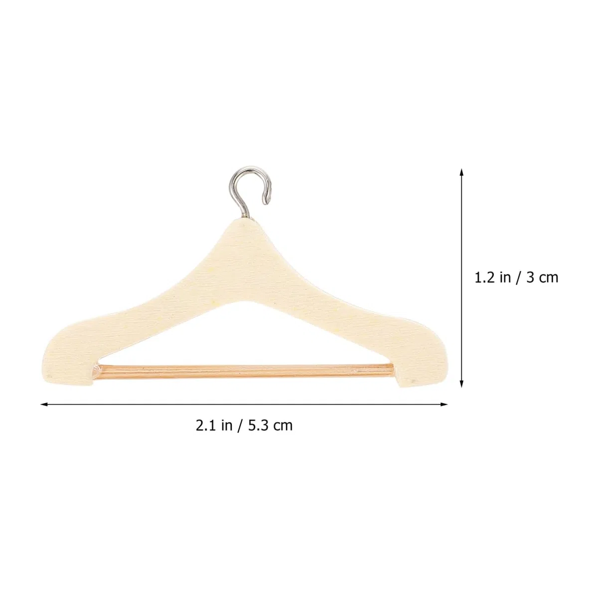 Alasum Mini appendiabiti in legno beige – Set di 20 ganci pratici con ganci in metallo per vestiti per bambole, ideali per l'uso a casa
