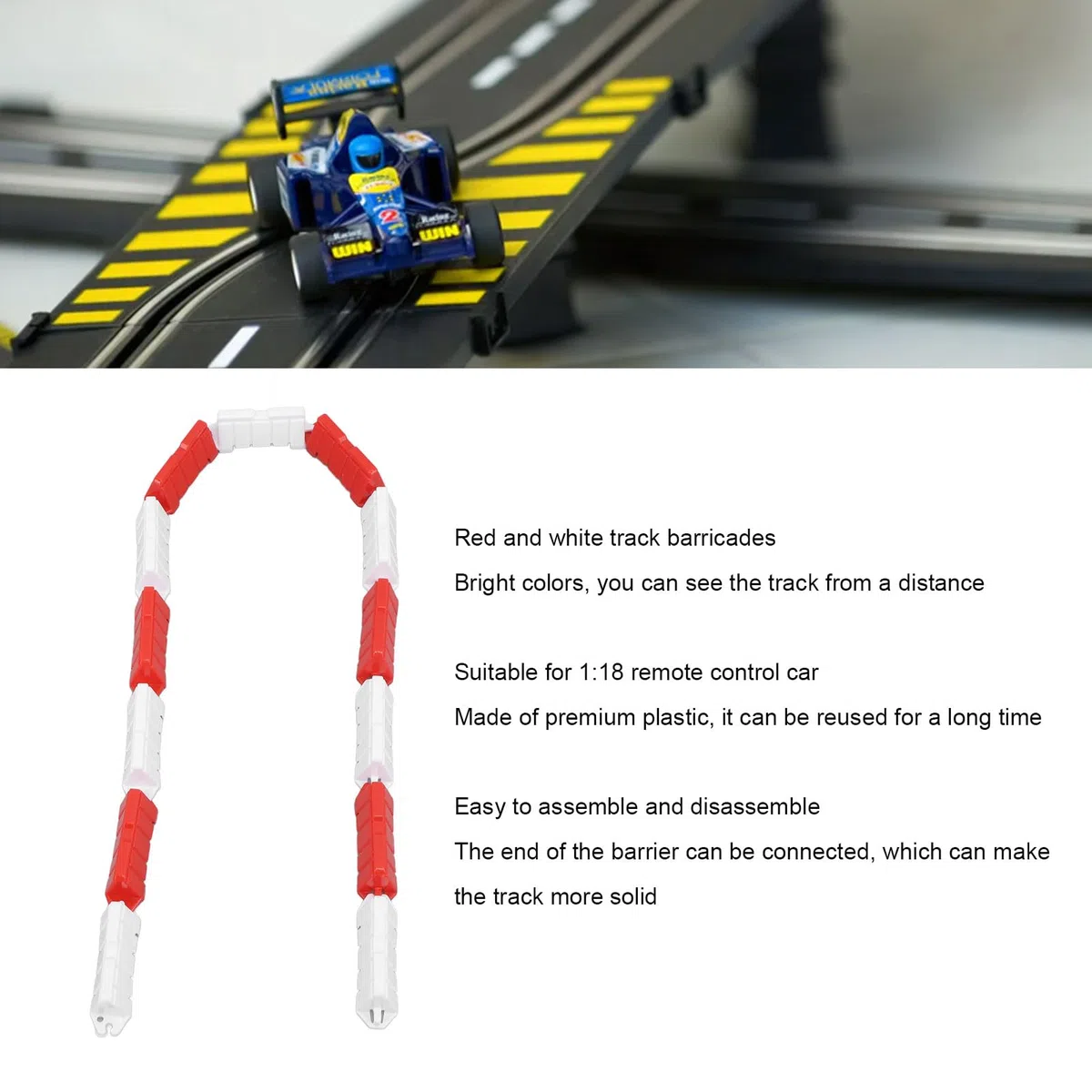 Barriera da Corsa per Auto RC, Barriera Stradale RC per Pista da Drift Mini Z Decorativa, Plastica, 120 Pezzi Recinzione da Campo RC per Auto Telecomandata 1/18
