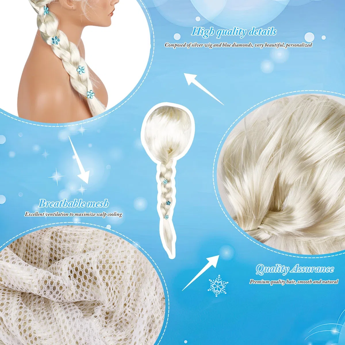 Parrucca Elsa, Parrucche di Elsa, Parrucca Rapunzel Bambina, Principessa ParruccaBionda, PrincipessaParrucca Treccia per Bambini Cosplay Parruccas per Halloween Carnevale Idea Regalo
