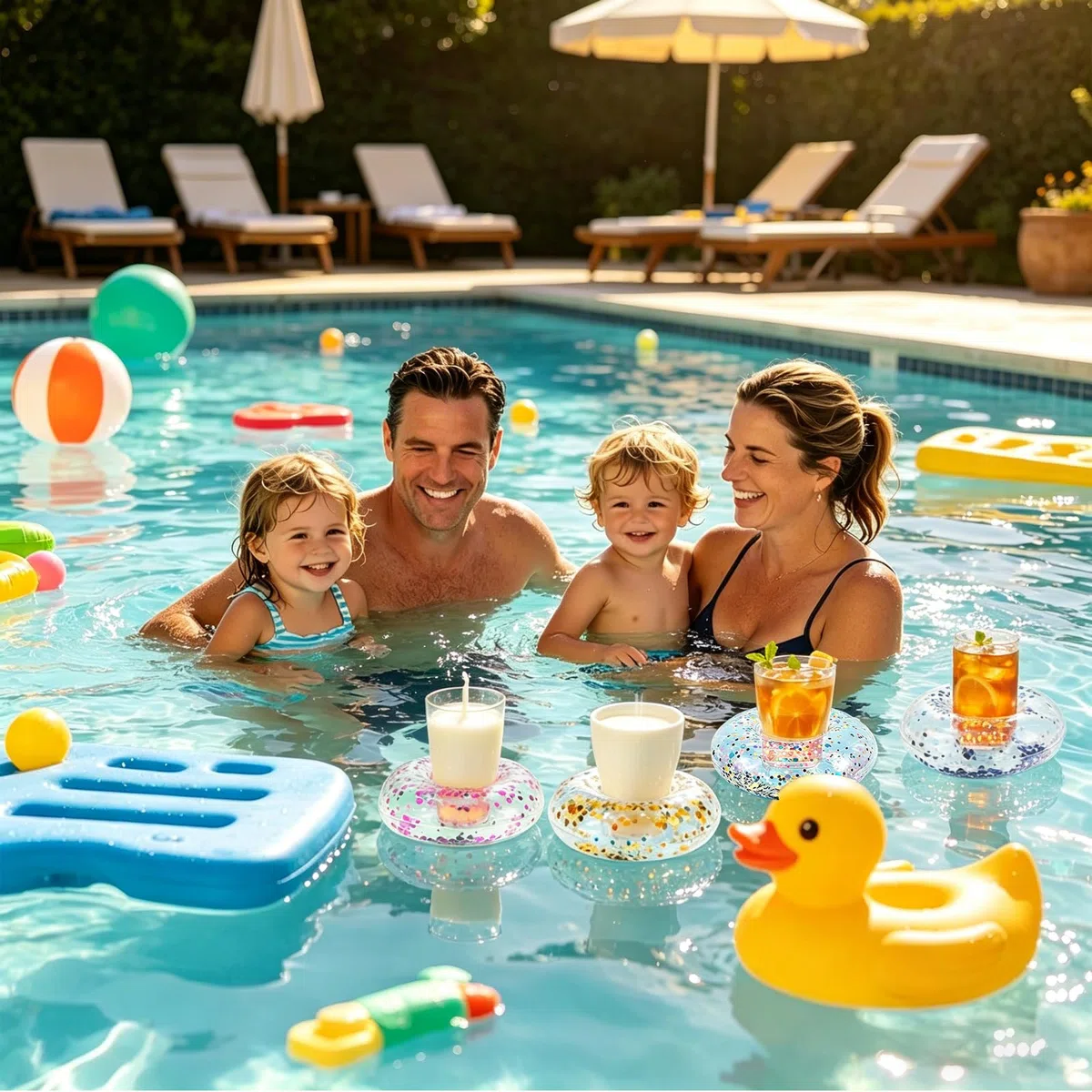 4 Pezzi Portabibite Gonfiabile, Vassoio Galleggiante Piscina, Portabicchieri Piscina, Sottobicchieri Gonfiabili Ad Acqua Per Birra, Cocktail, Acqua